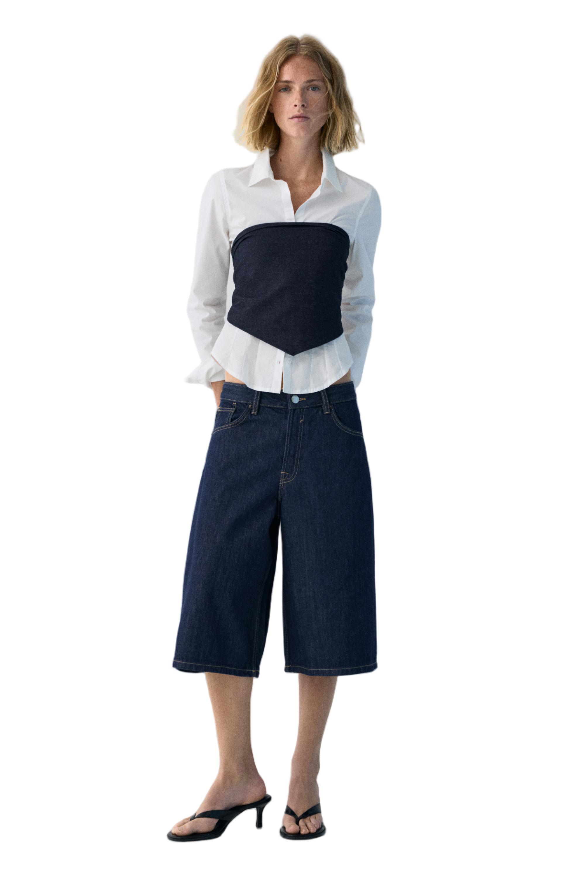 Low-rise denim jorts — Navy
