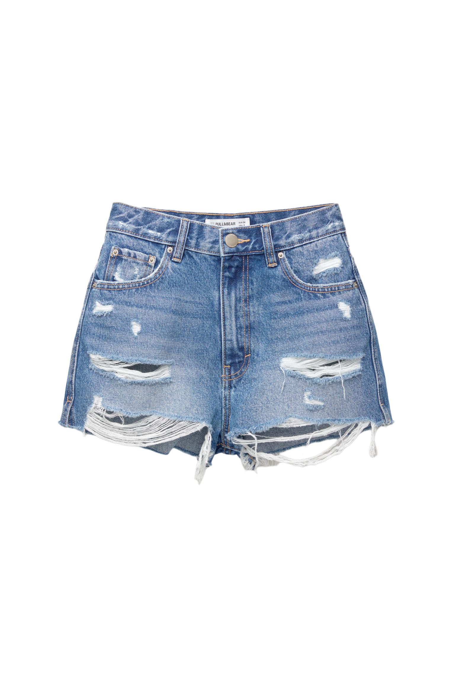 Yırtık detaylı denim şort - Görsel 68