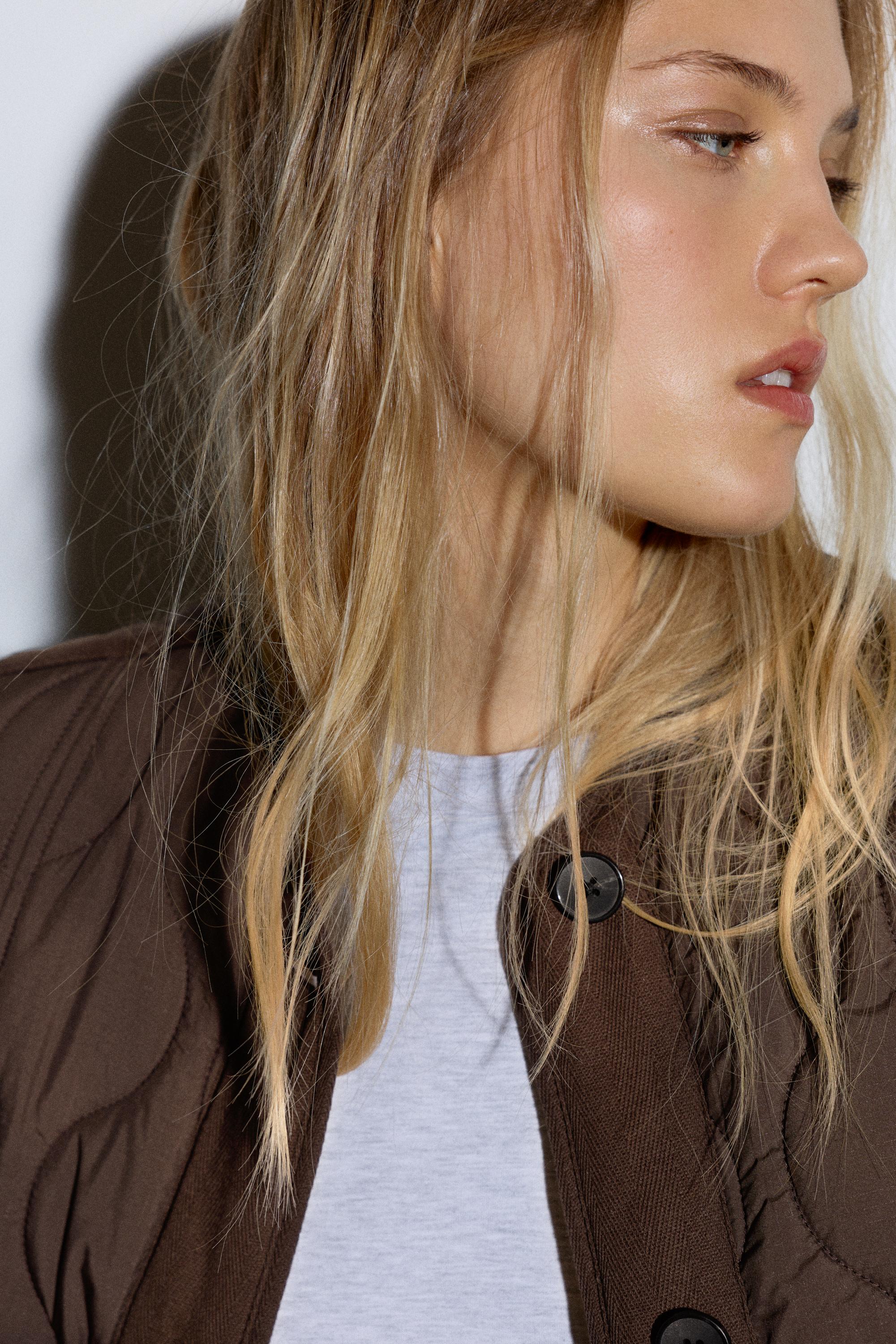 Puffer jacket with pockets — Brown