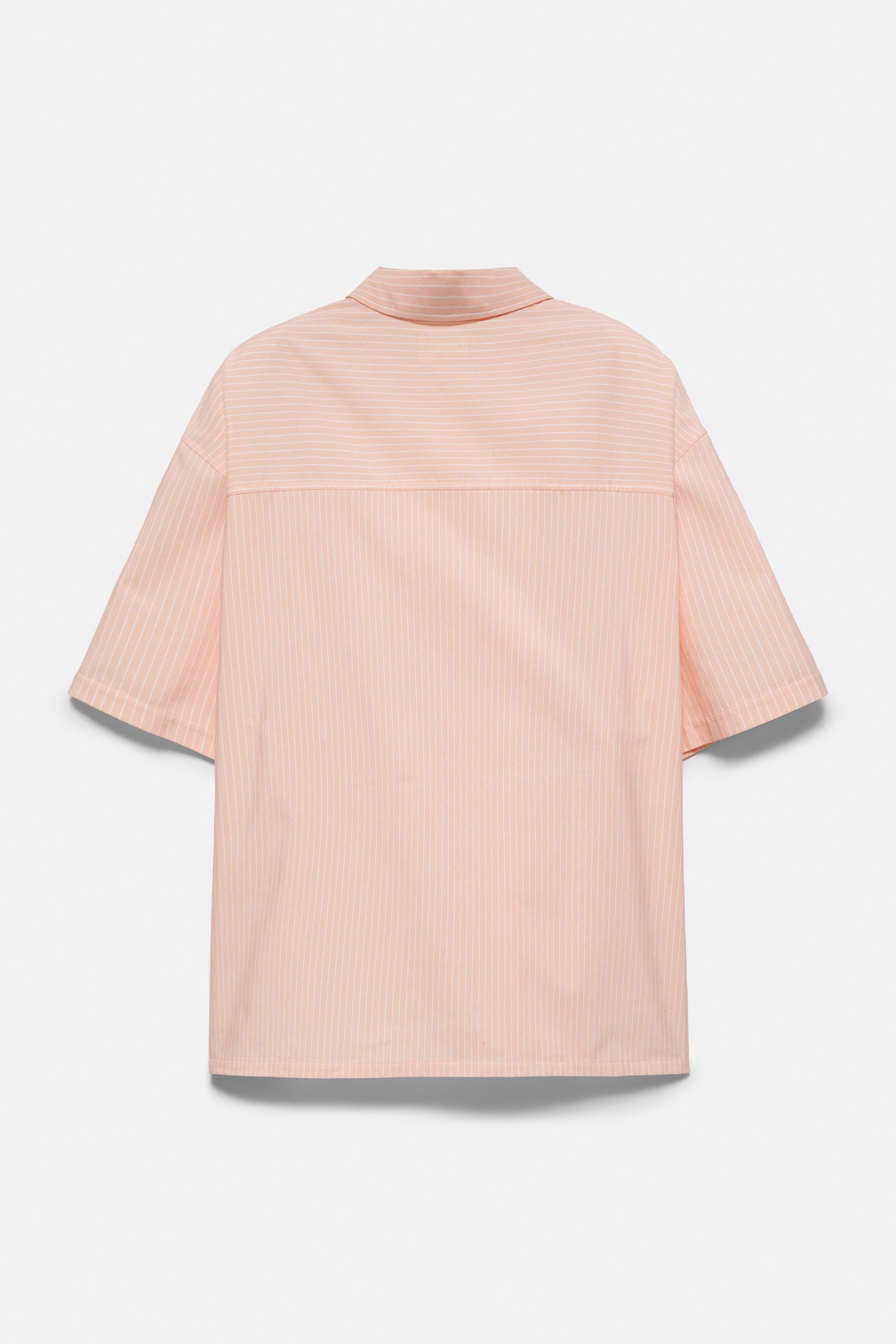 Peach striped graphic shirt — Chalk pink