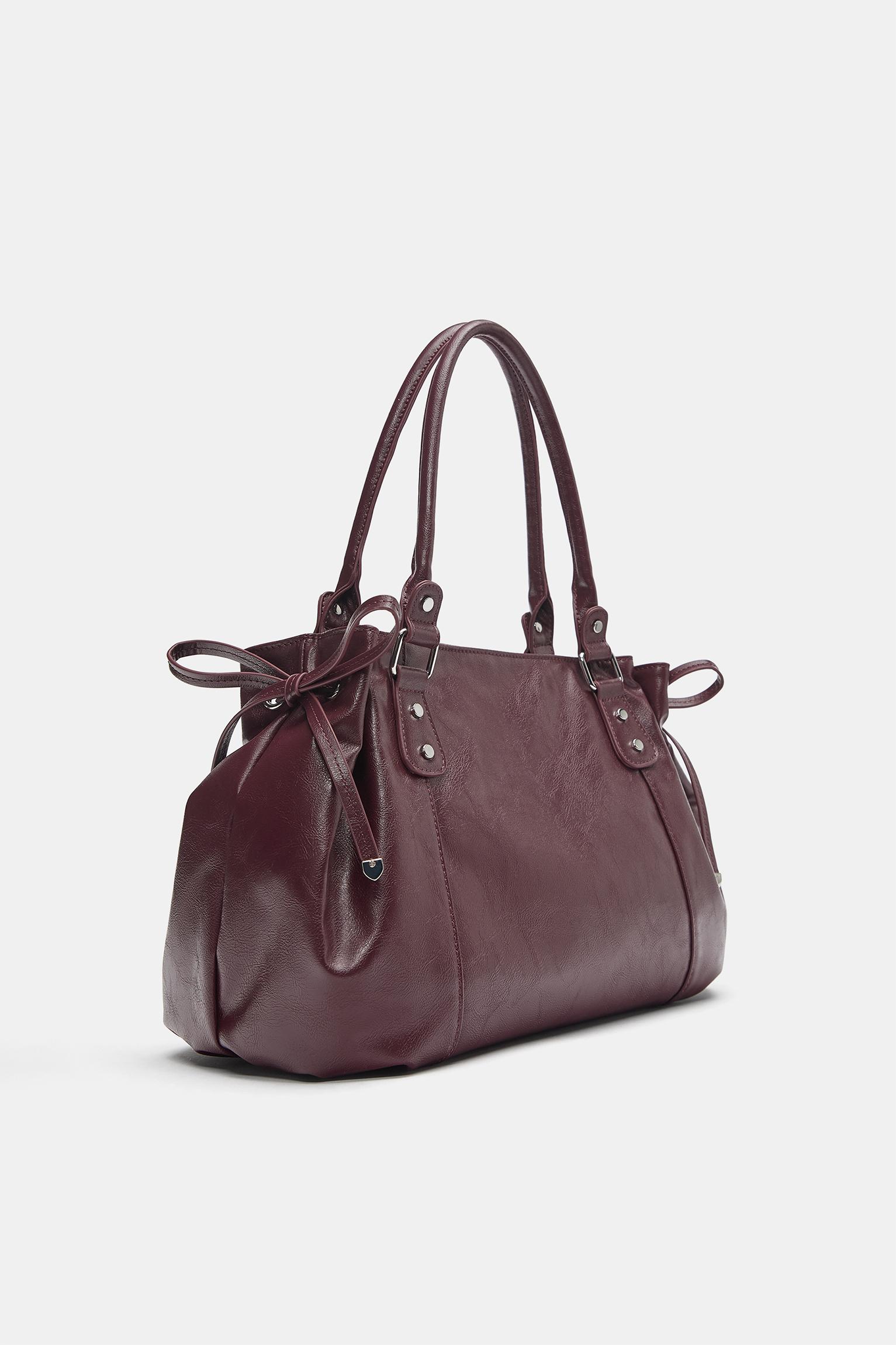 Bow detail tote bag — Burgundy