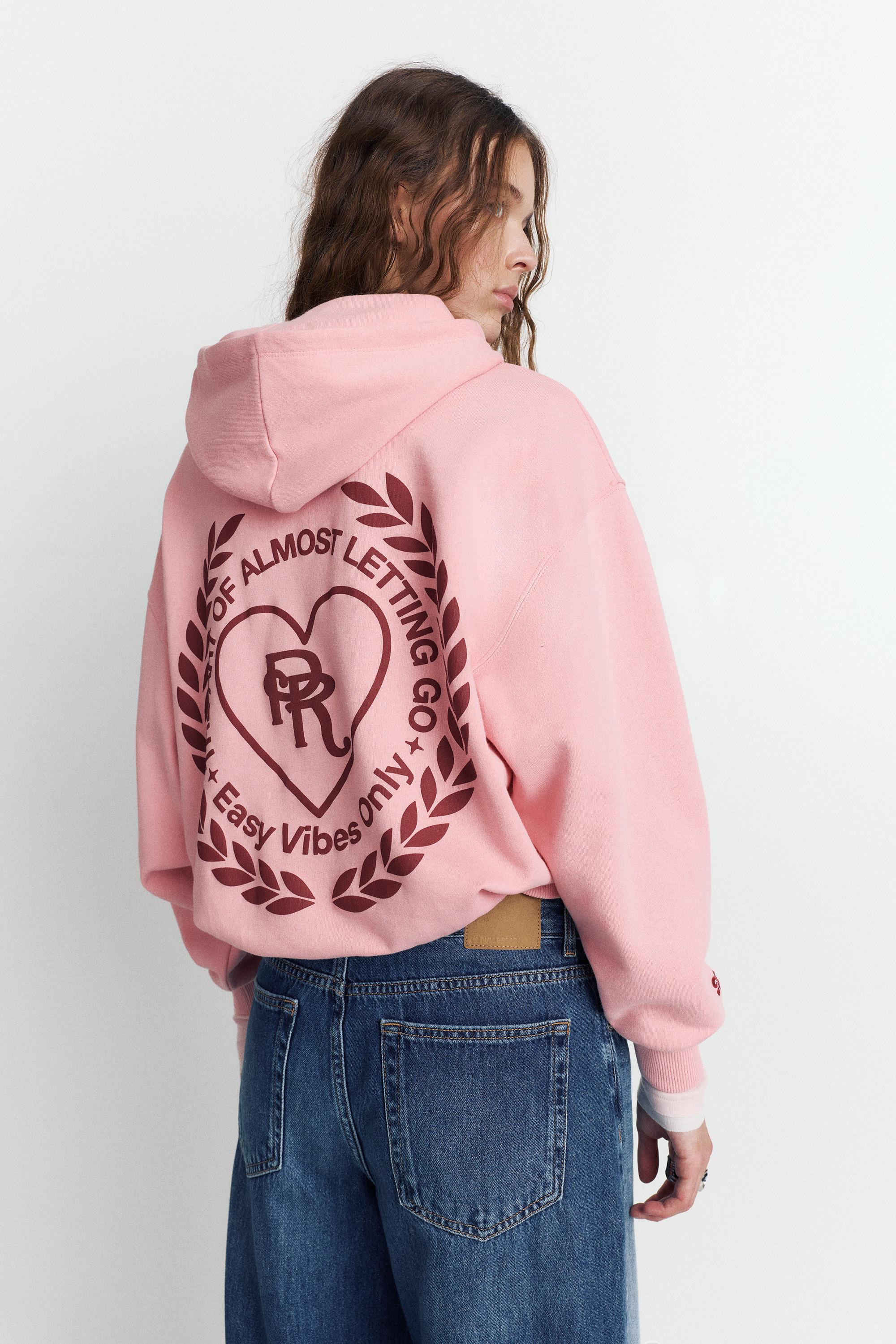 Kalp grafik baskılı kapüşonlu sweatshirt - Görsel 8