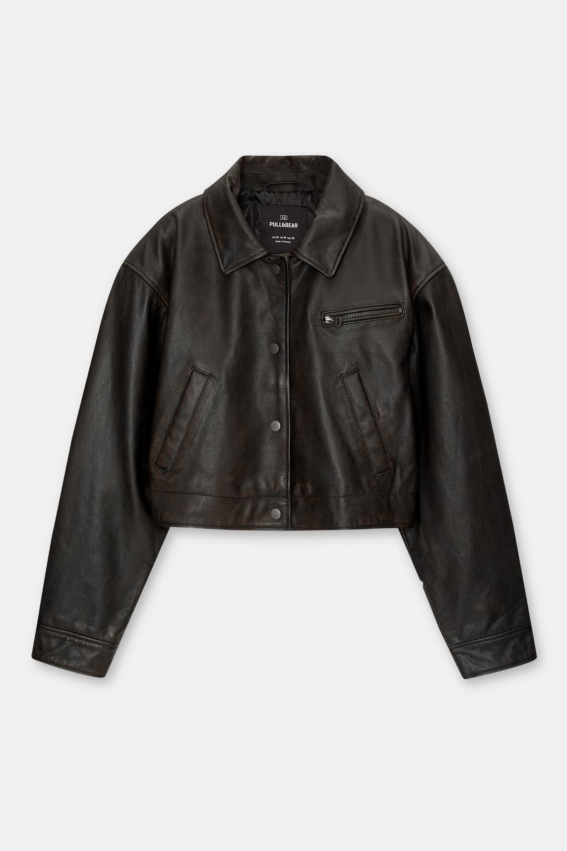 Efecto Piel Chamarras Hombre Pull&bear Cazadora Biker Efecto