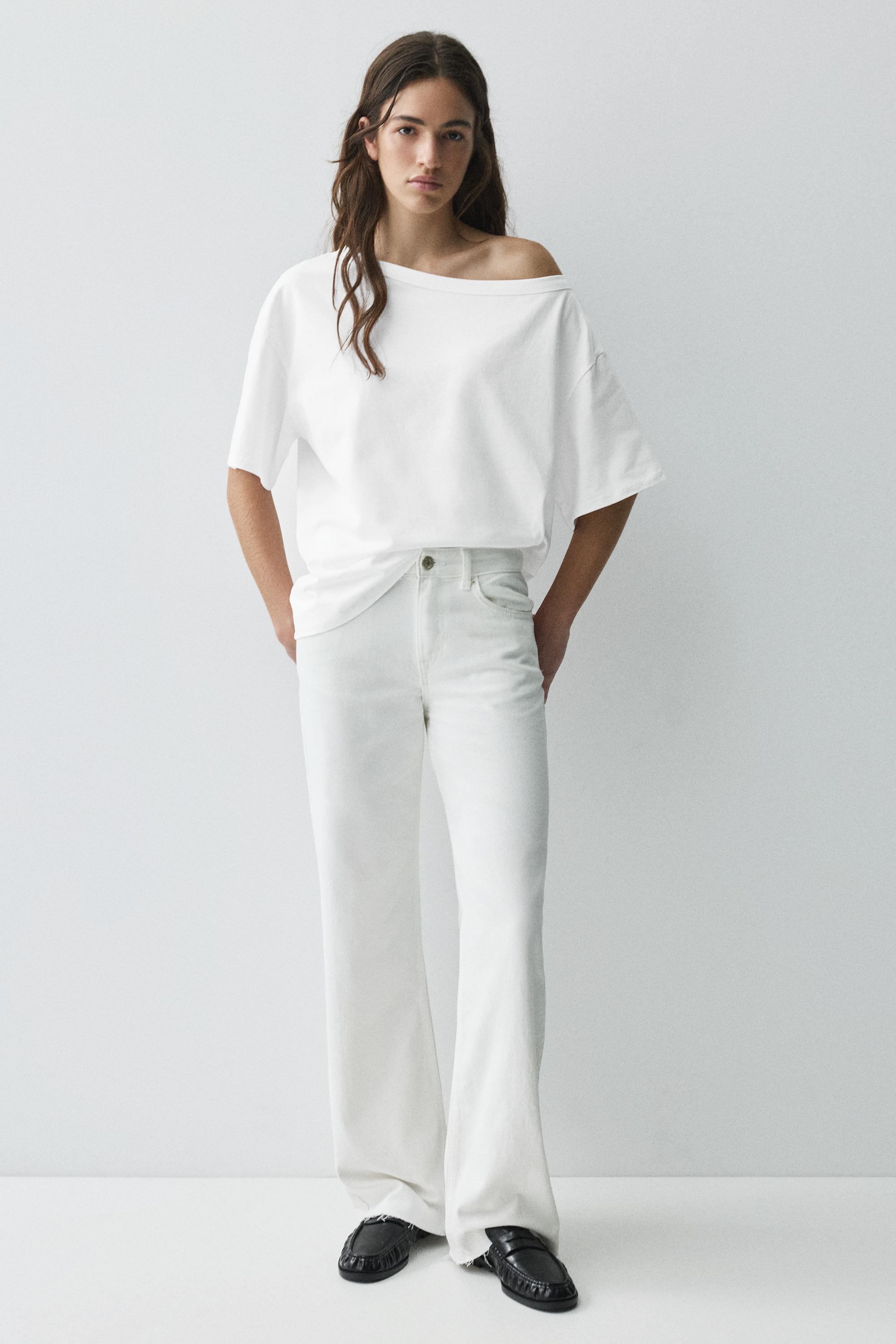 Asymmetric short sleeve T-shirt — White