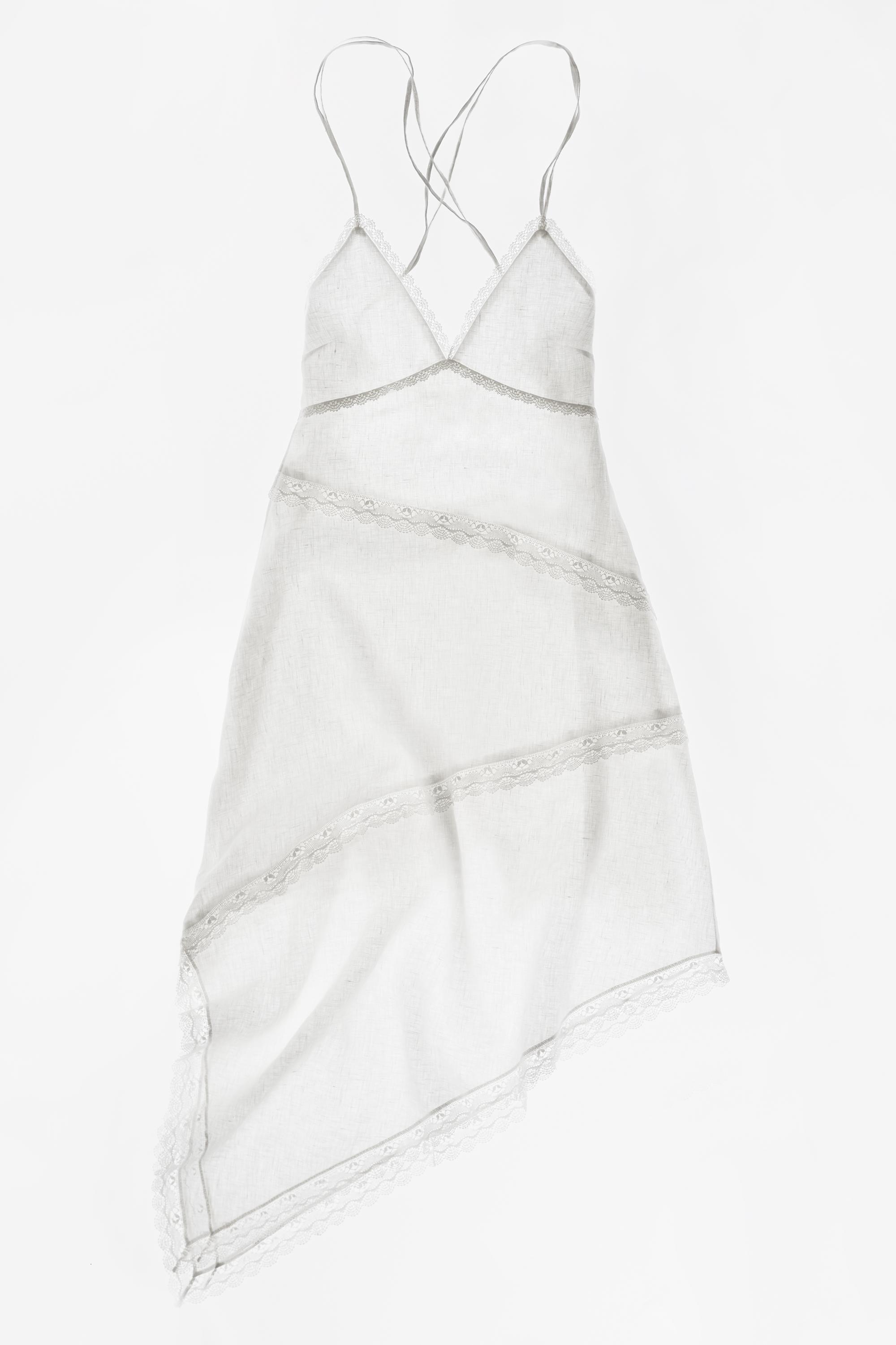 Encaixe de Camariñas x Pull&Bear 100% linen dress — Off white