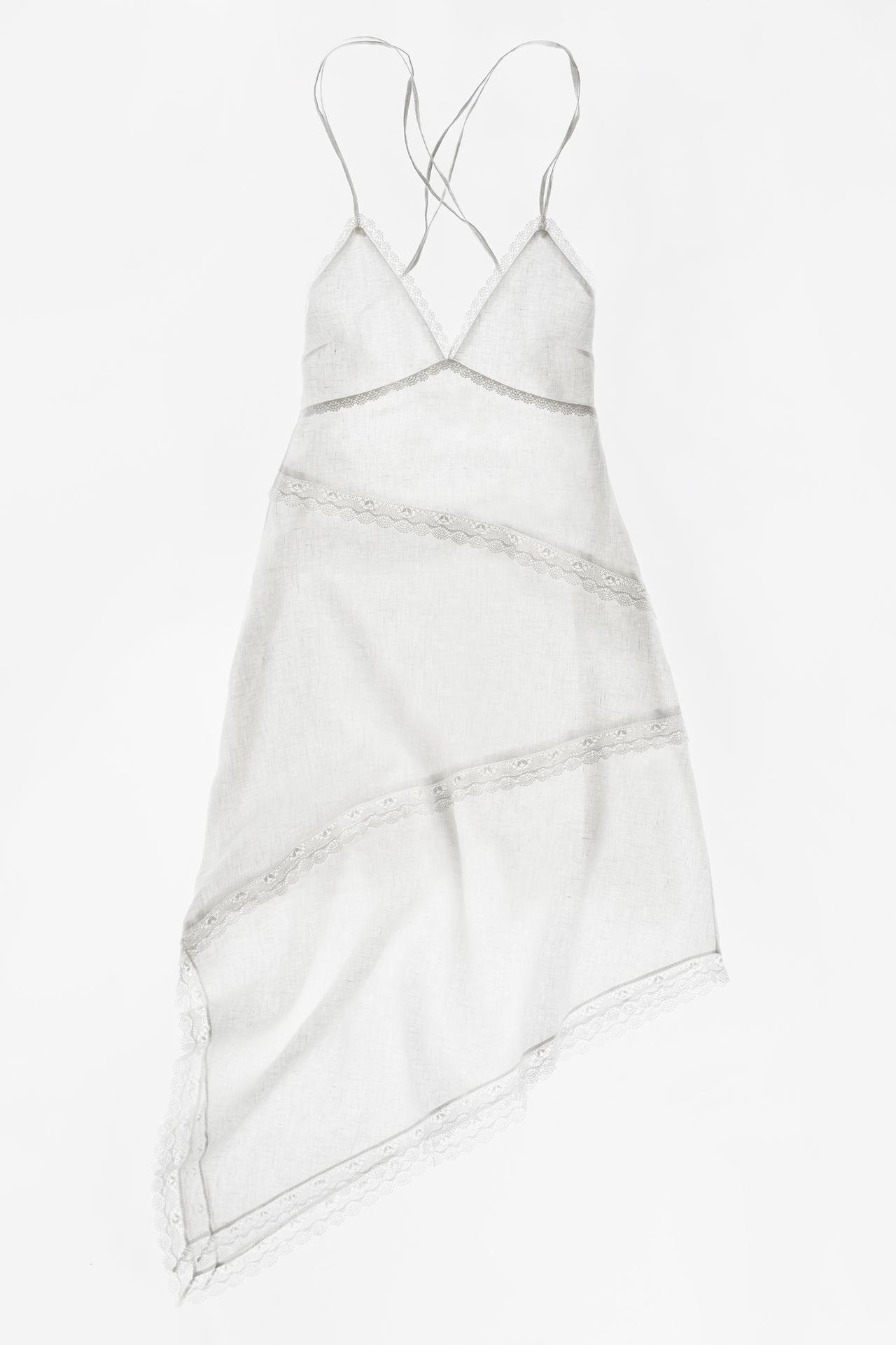Encaixe de Camariñas x Pull&Bear 100% linen dress — Off white