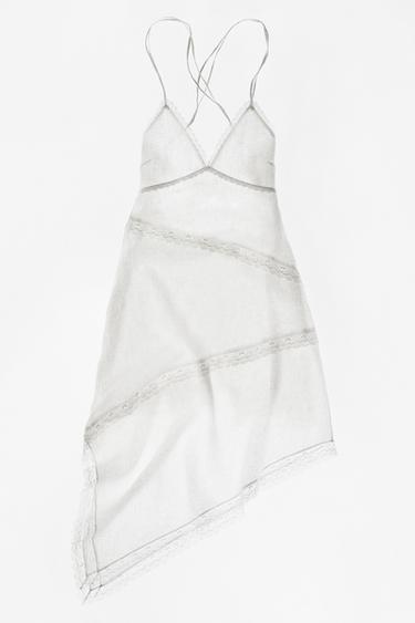 Encaixe de Camariñas x Pull&Bear 100% linen dress — Off white 6