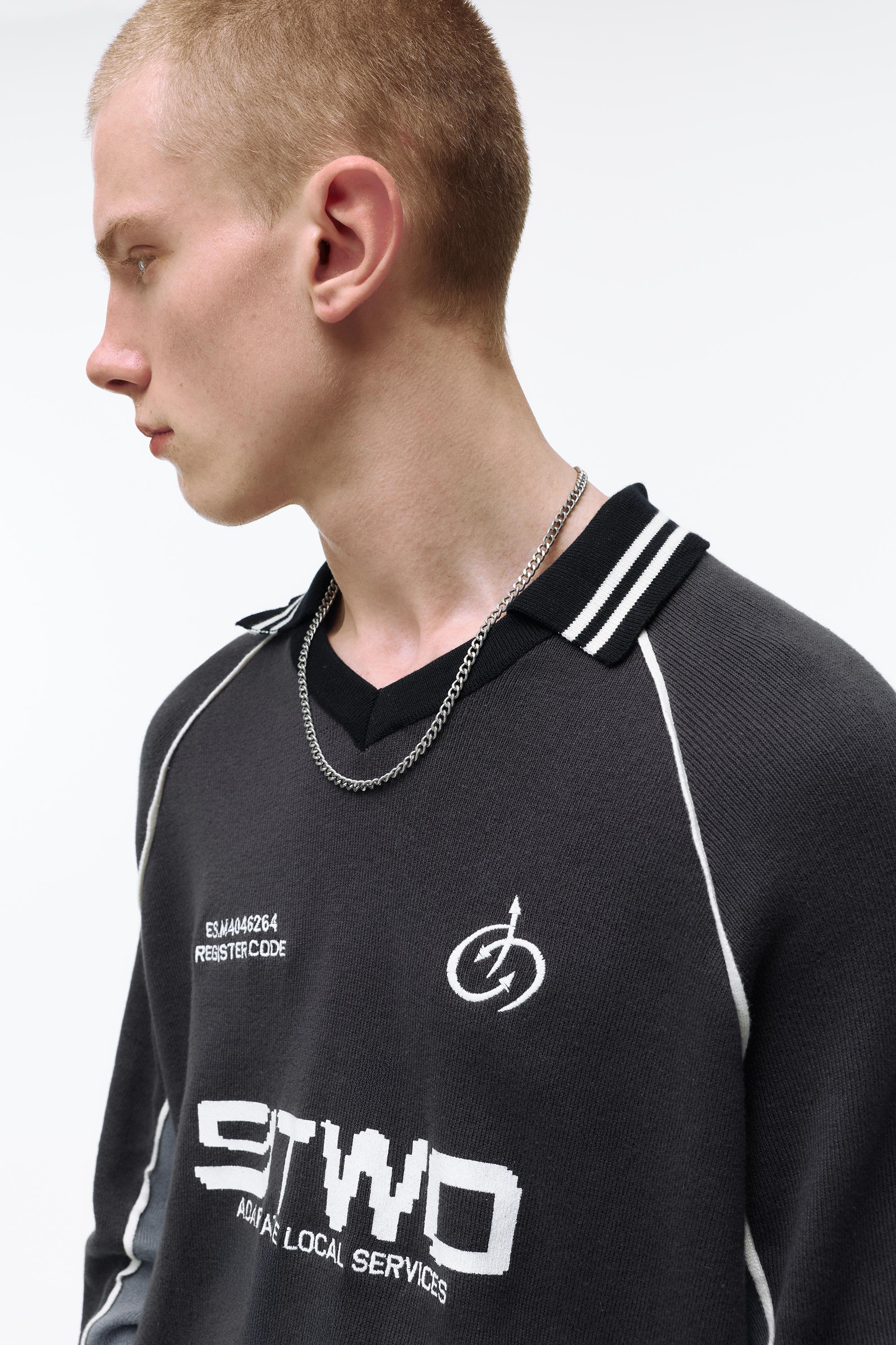 Long sleeve STWD polo shirt — Anthracite grey