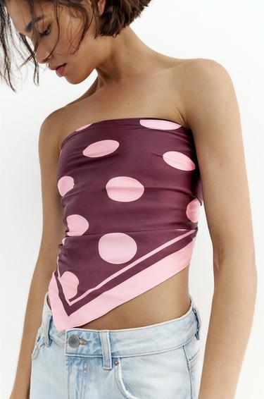 Satin polka dot scarf — Pink 2