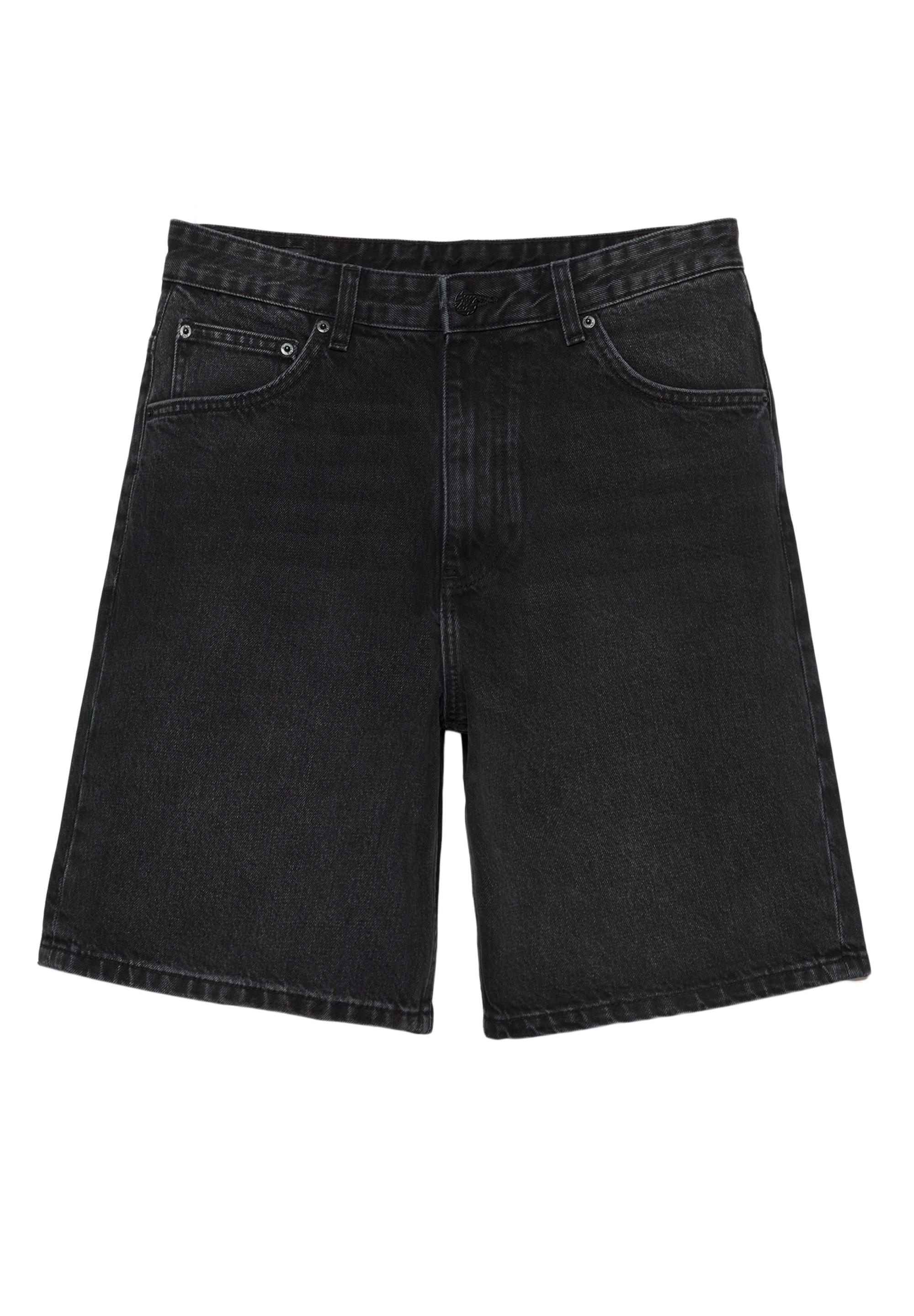 Baggy denim Bermuda shorts — Faded black