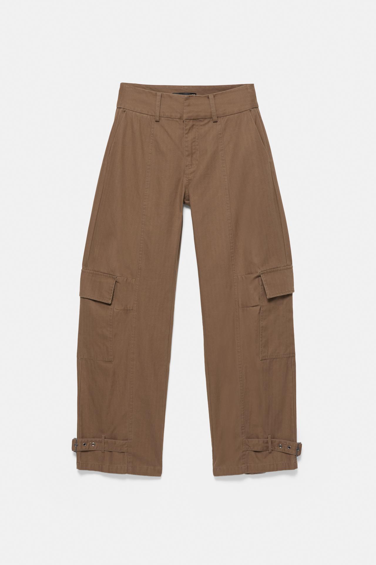 Cargo trousers with hem buckle — Brown