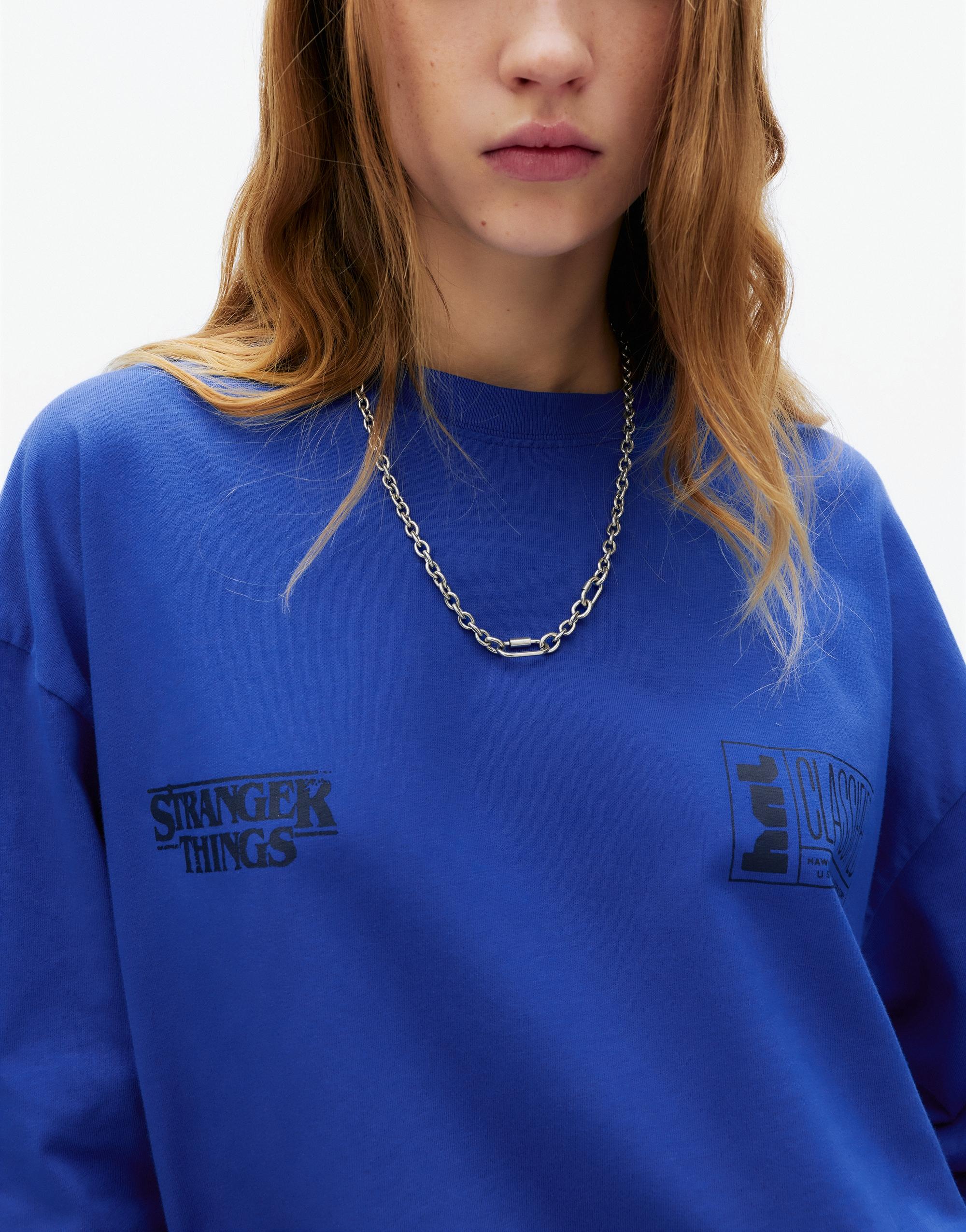 Mavi Stranger Things tişört - Görsel 10