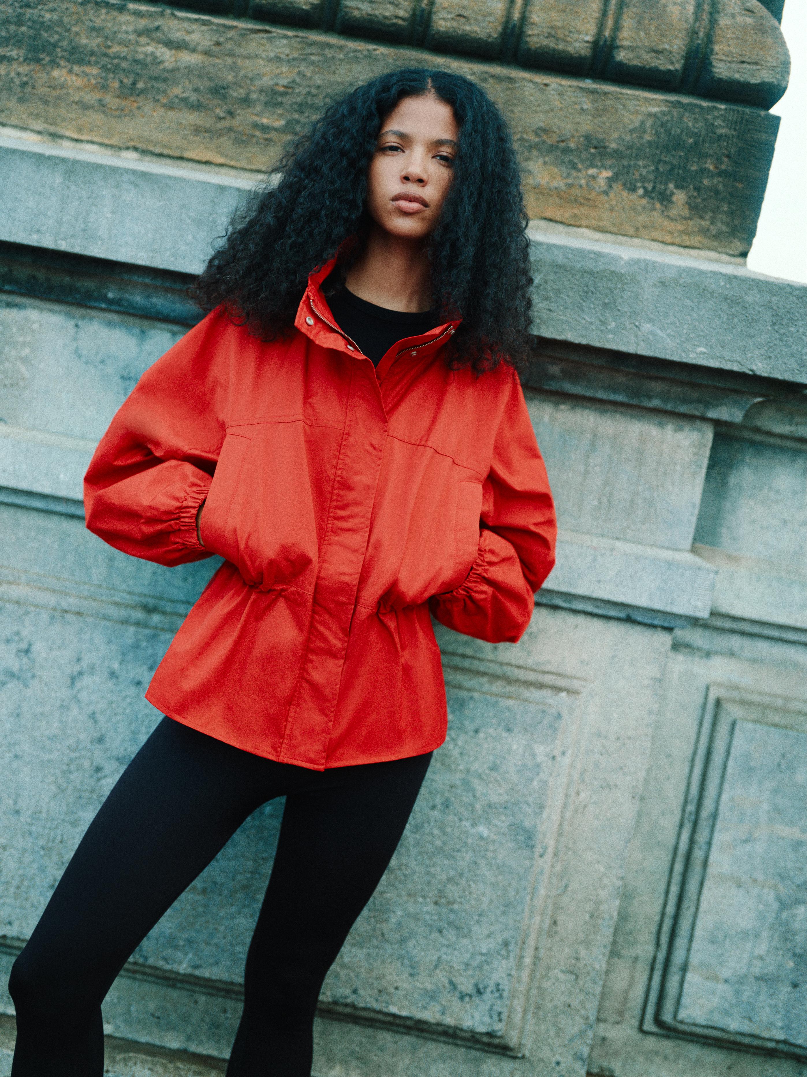 Drawstring waist jacket — Red