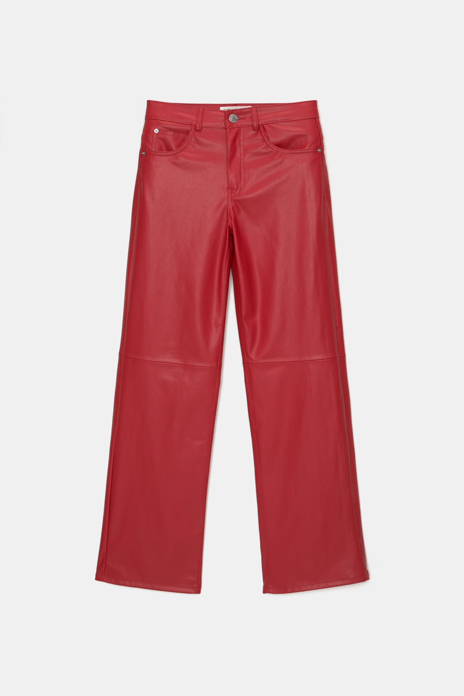 Straight fit faux leather pants