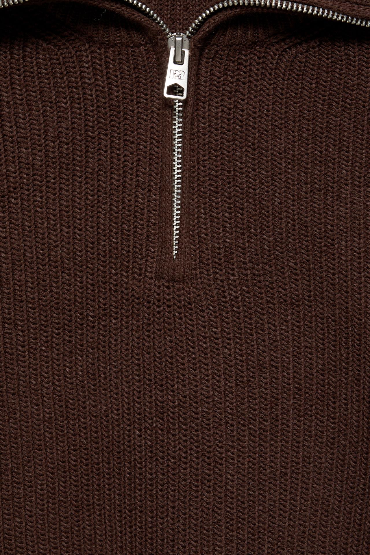 Quarter-zip jumper — Brown