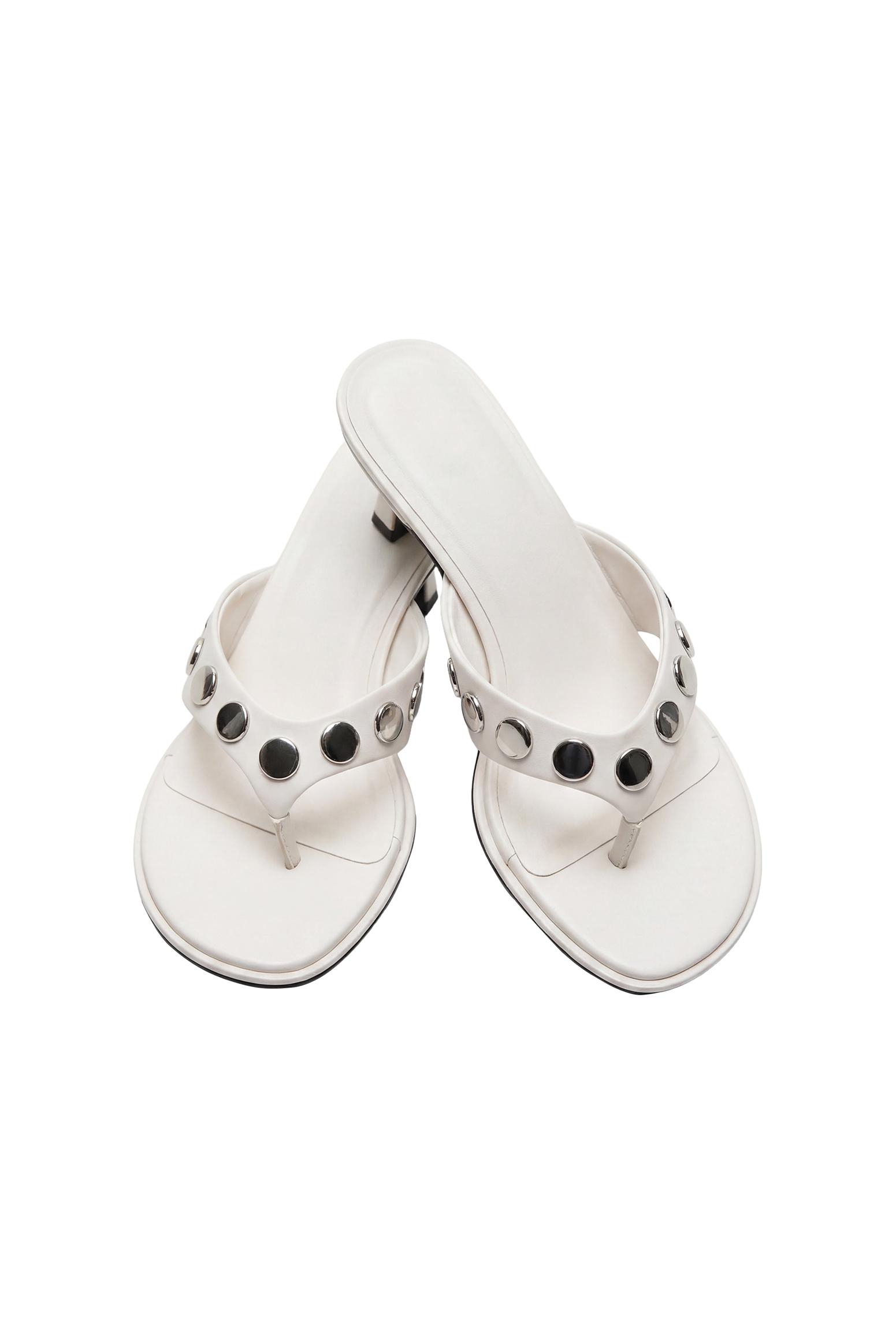 Heeled sandals with studs — White
