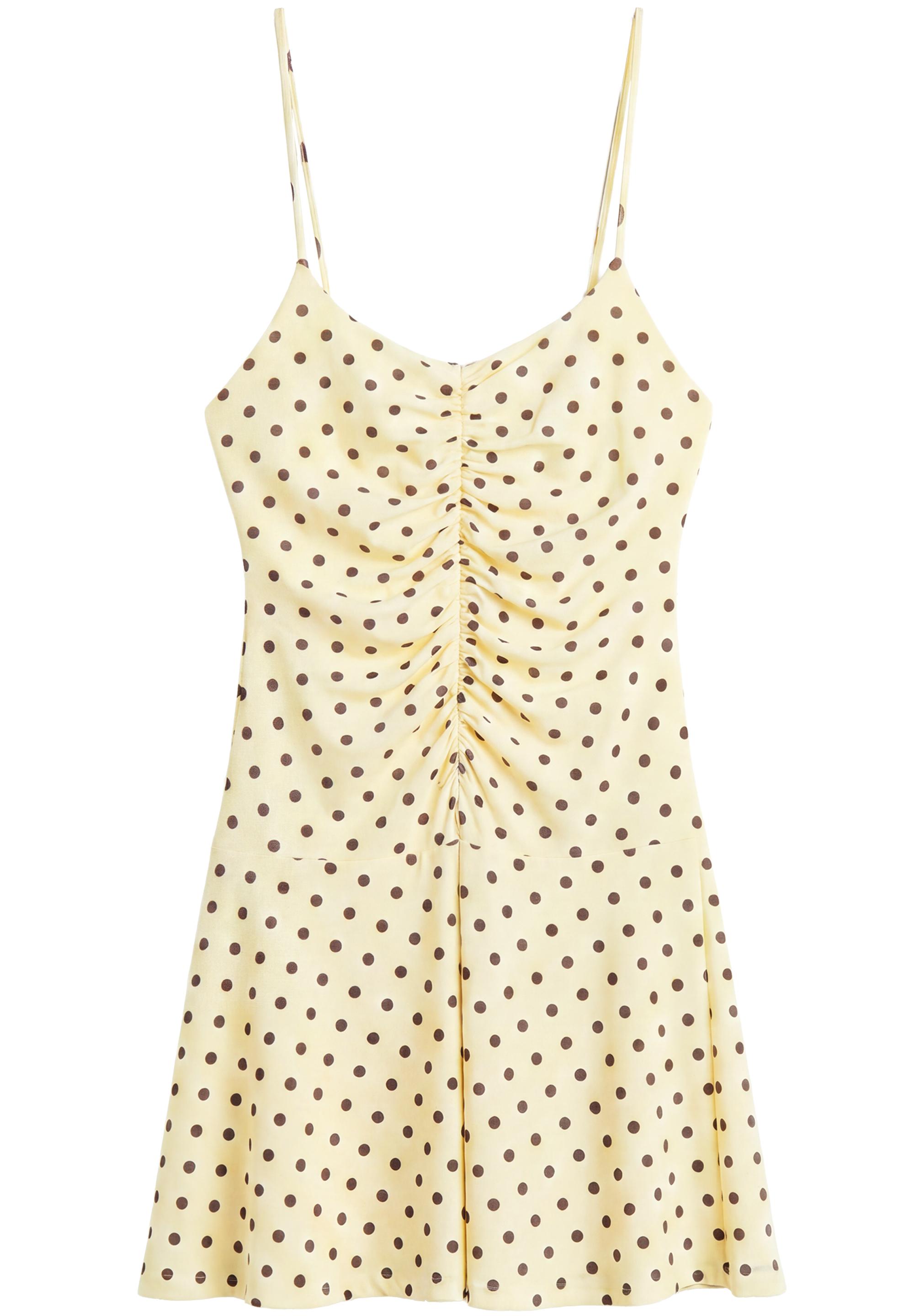 Short strappy gathered dress — Yellow