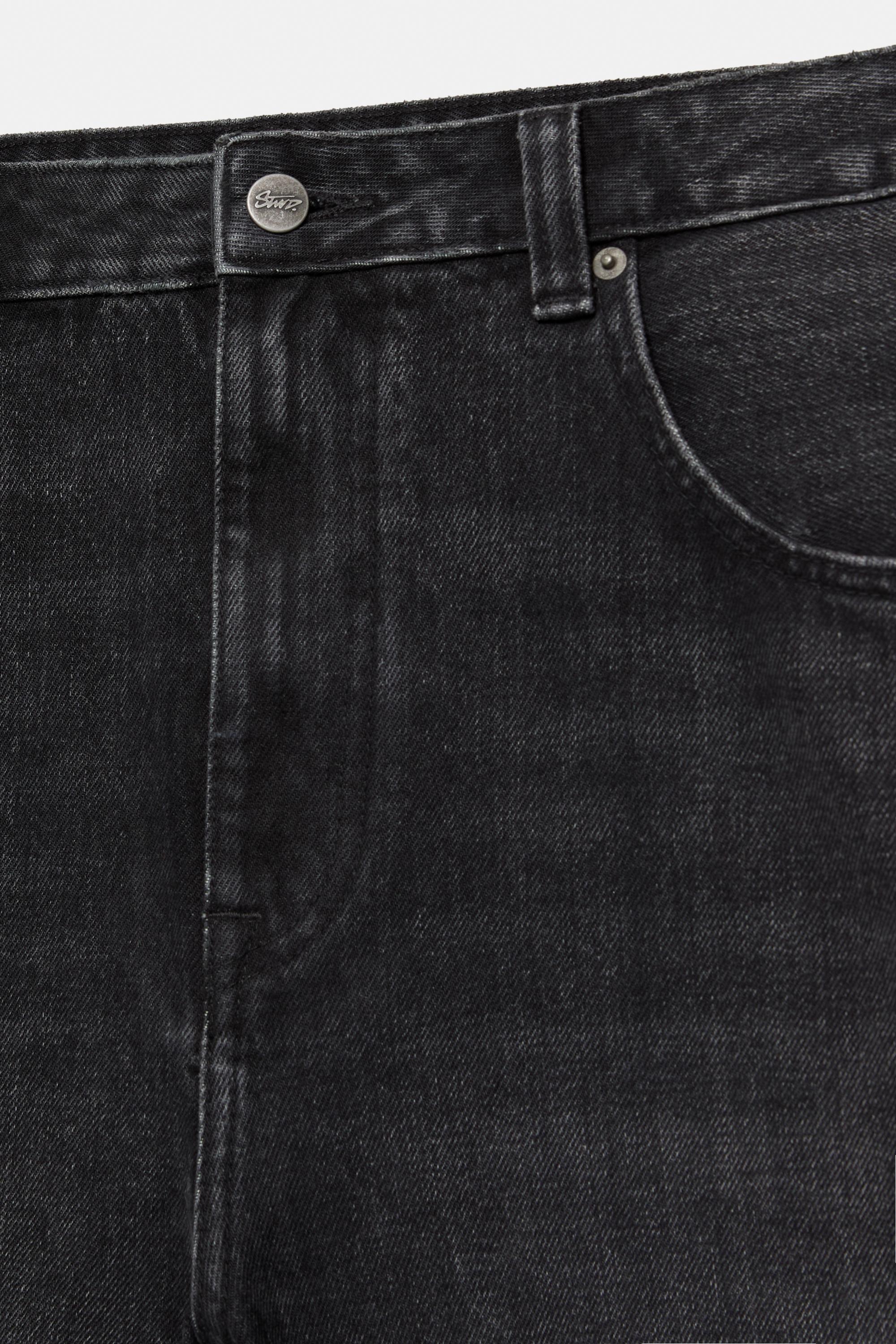 Baggy relaxed fit denim Bermuda shorts — Faded black