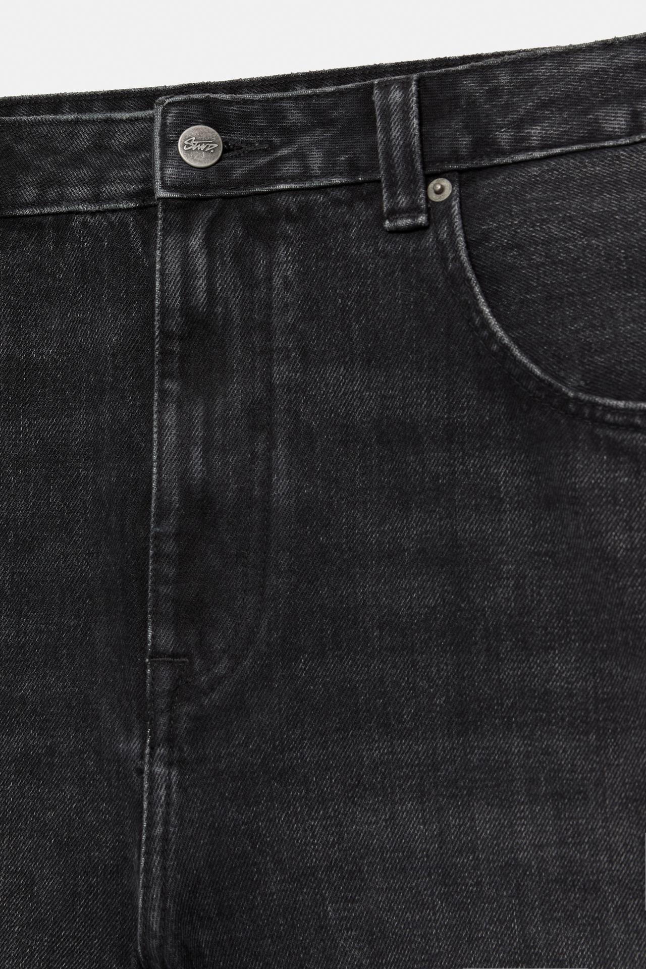 Baggy relaxed fit denim Bermuda shorts — Faded black