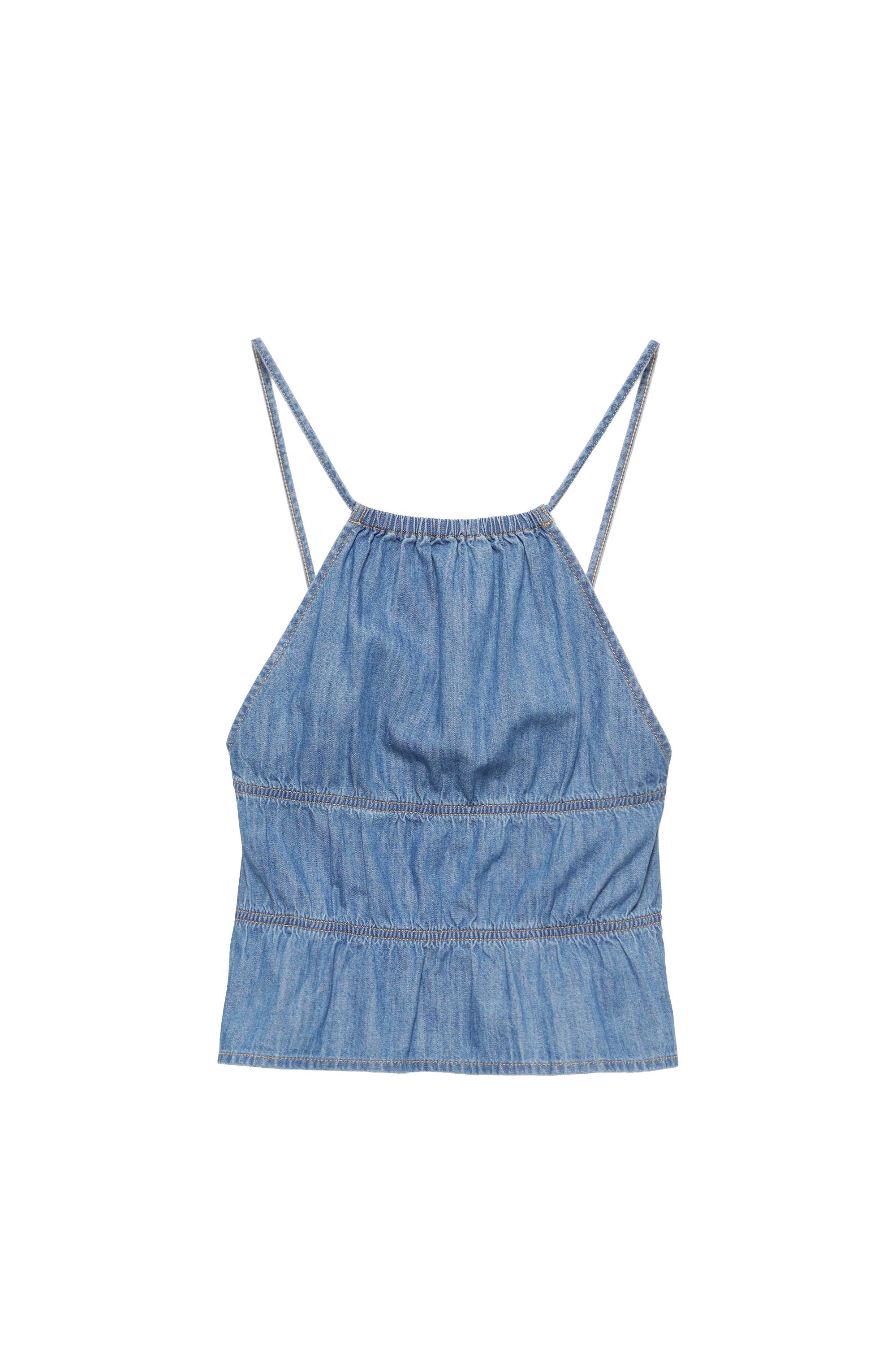 Açık sırtlı denim top - Görsel 10
