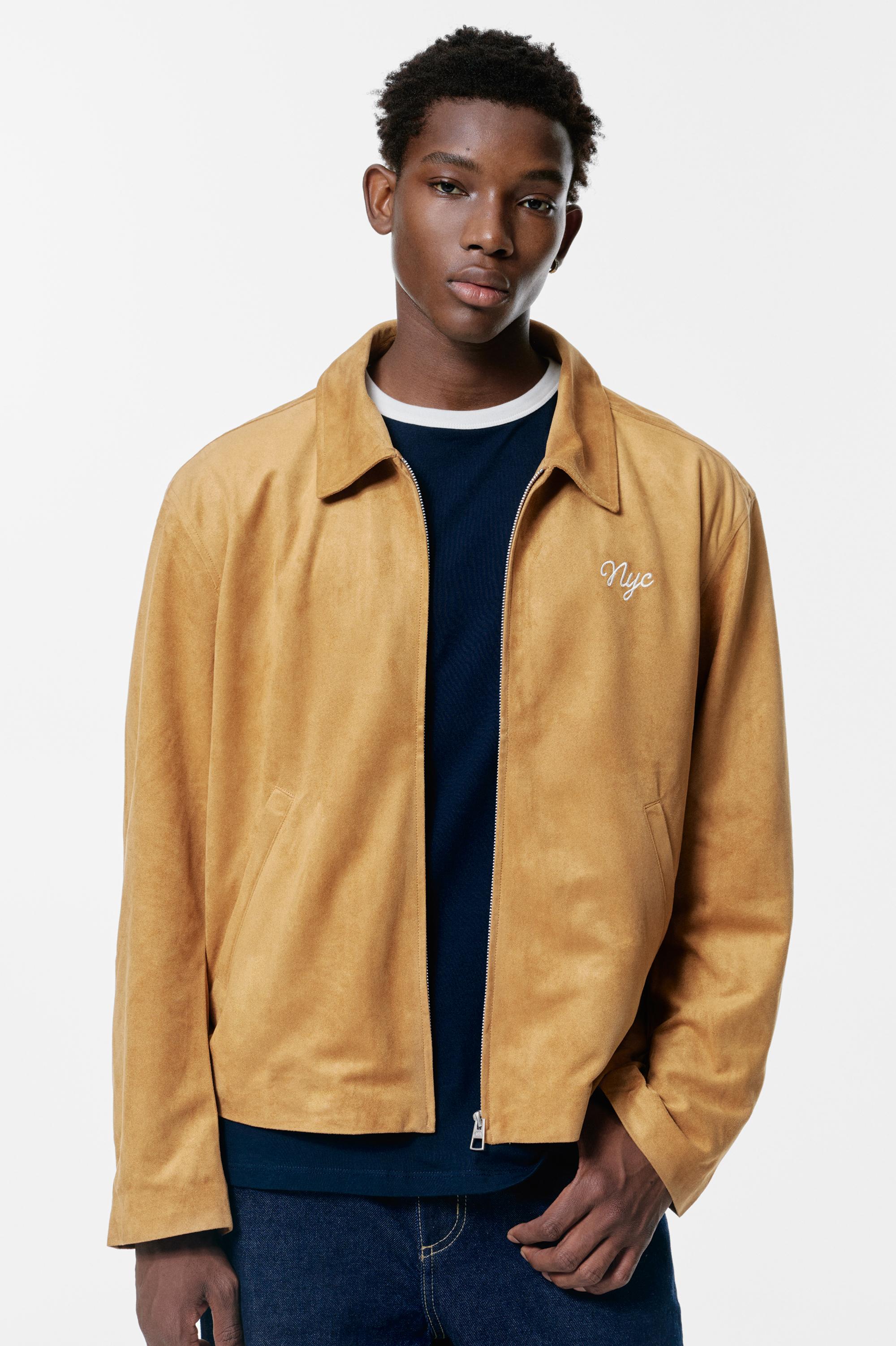 Senfgelbe Wildlederimitatjacke