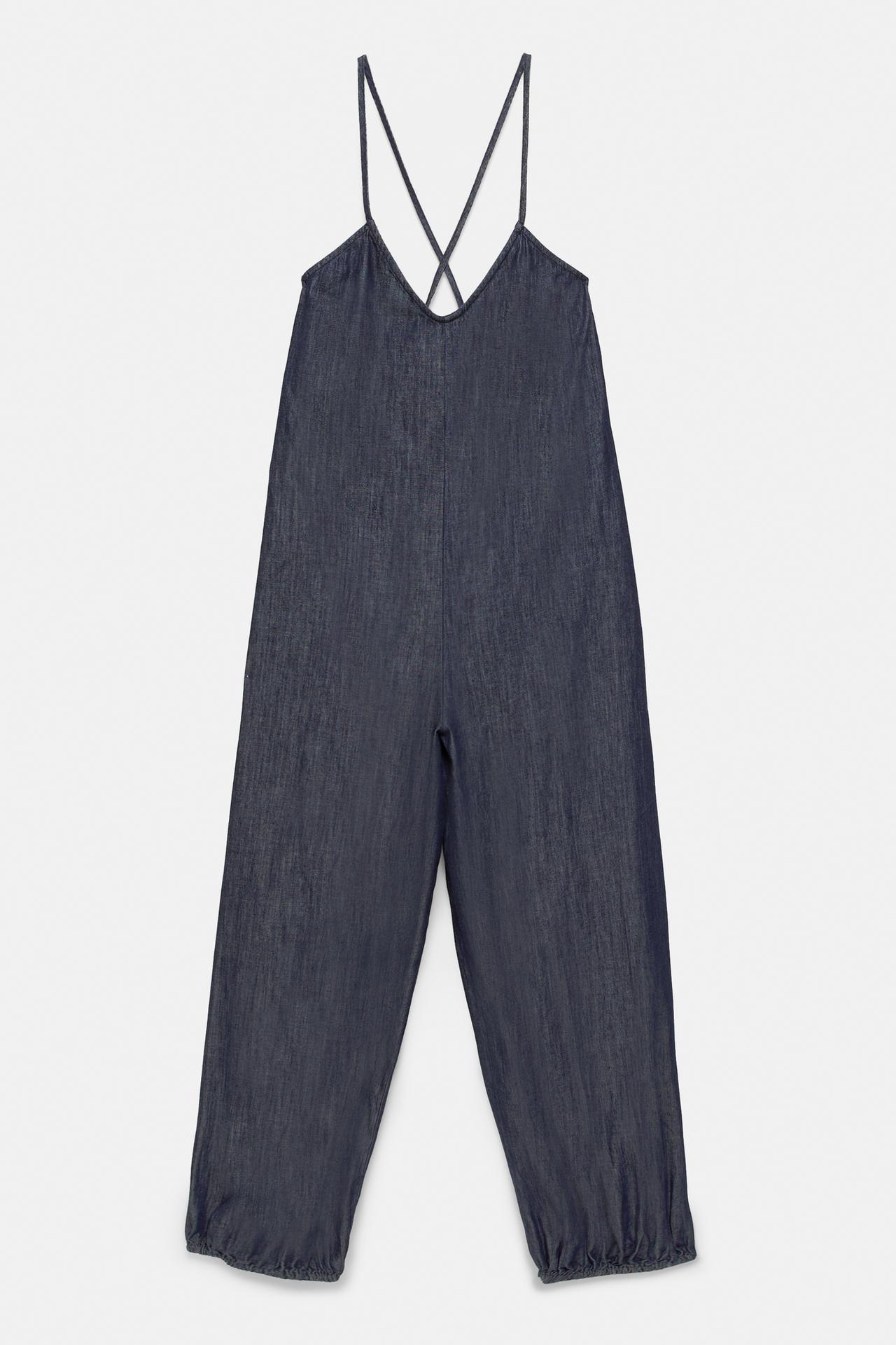 Denim jumpsuit with straps — Navy