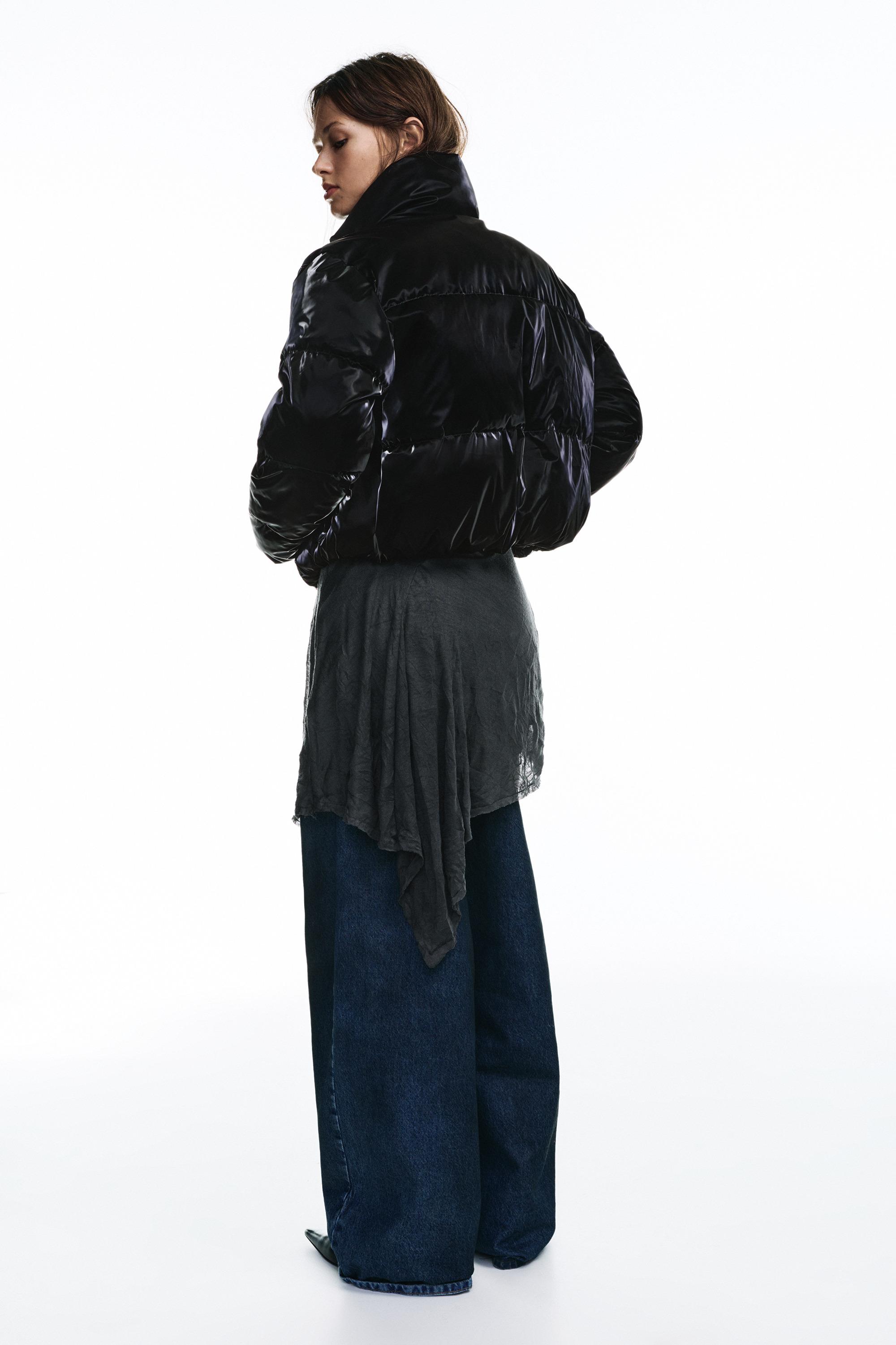 Puffer jacket with a shimmery finish — Black