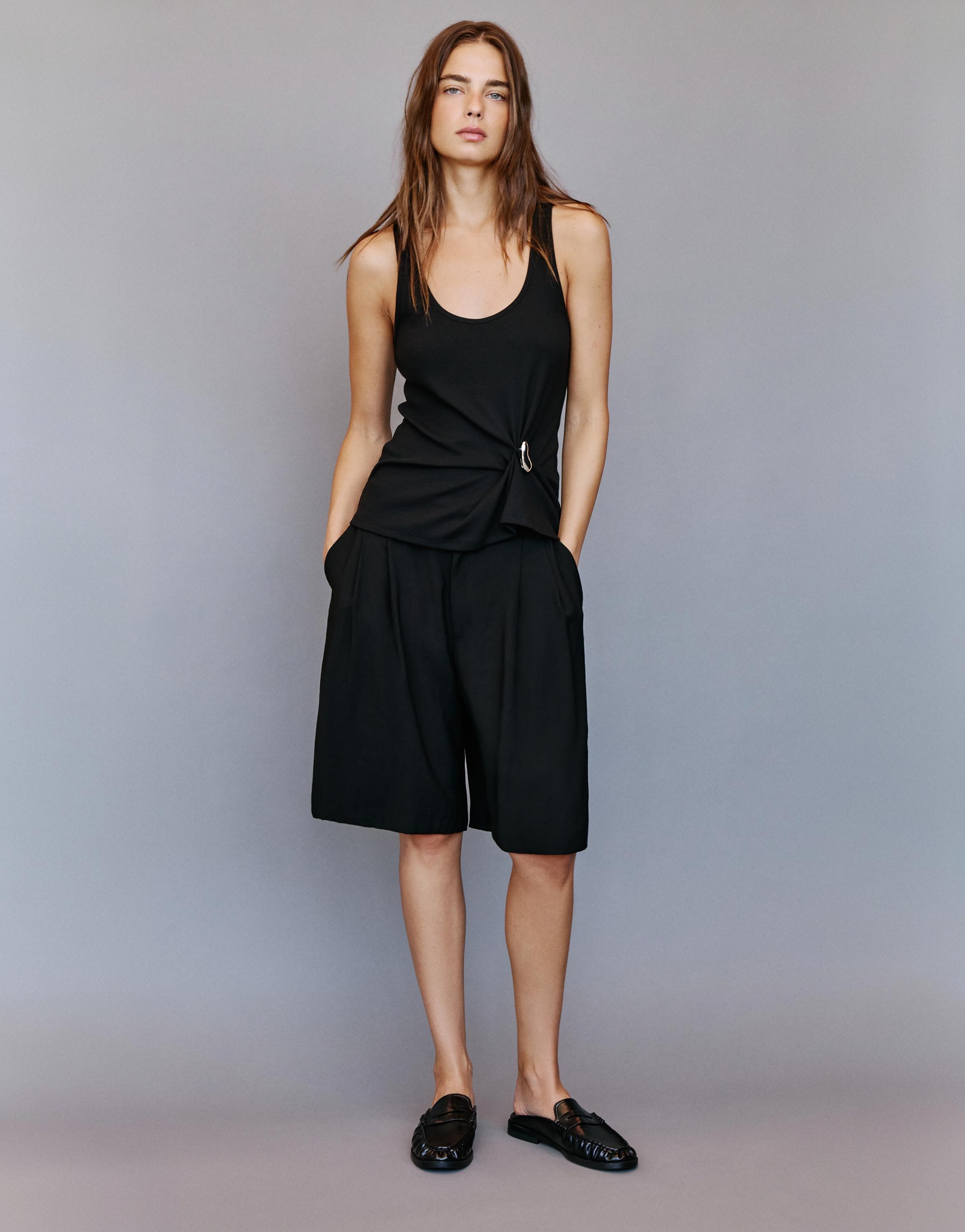 Metal appliqué tank top — Black