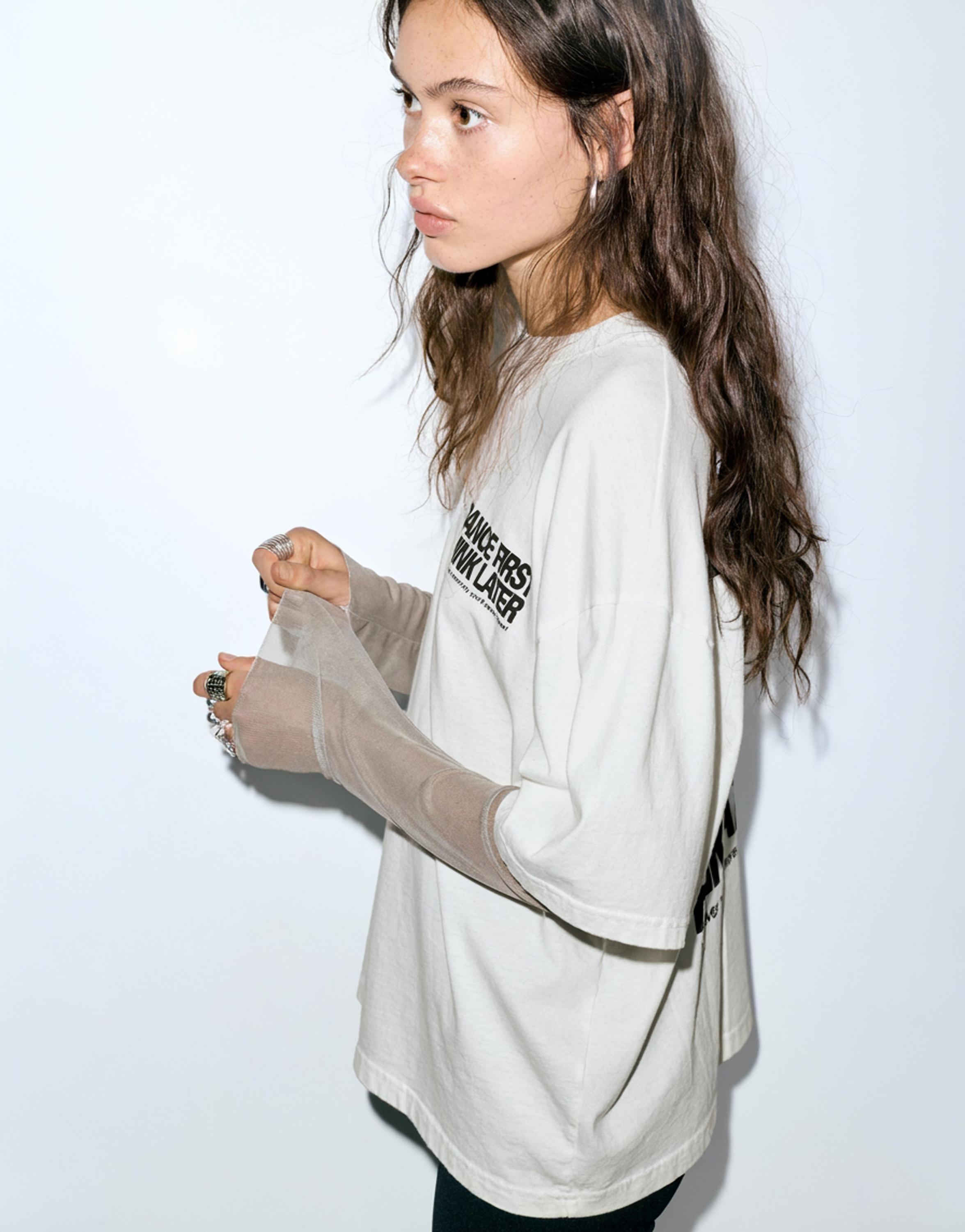 Double sleeve T-shirt with slogan — Ice