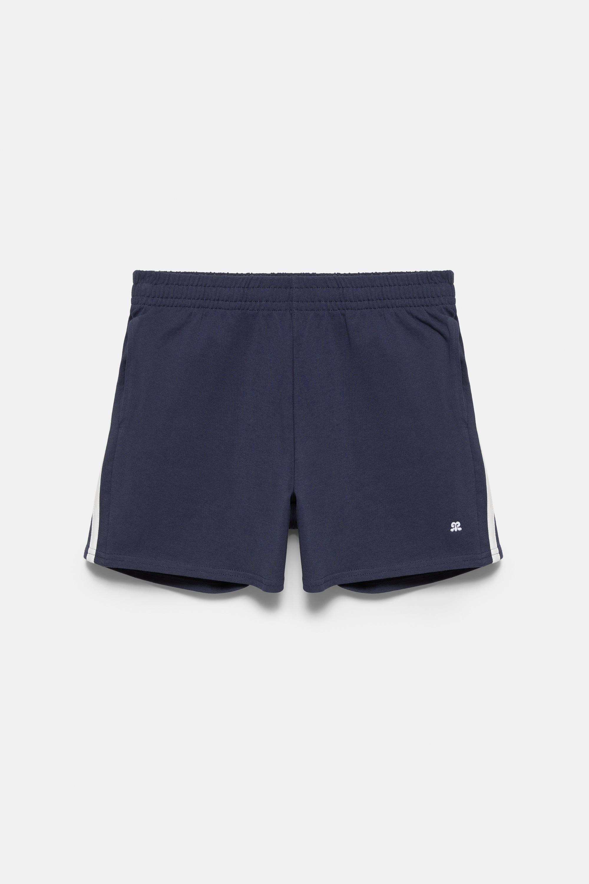 Sports shorts with side stripes — Dark navy