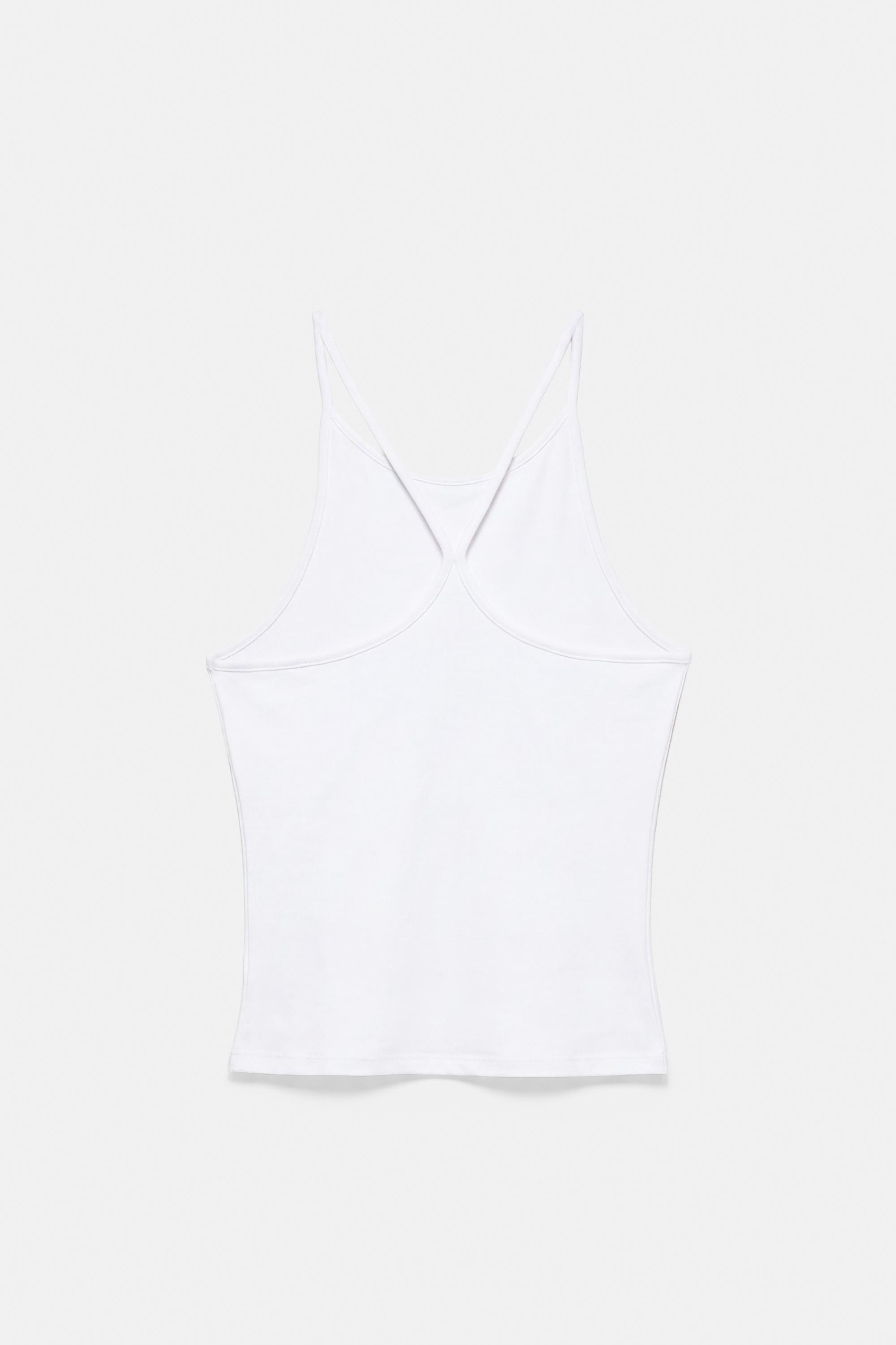 Halter-neck strappy back top — White