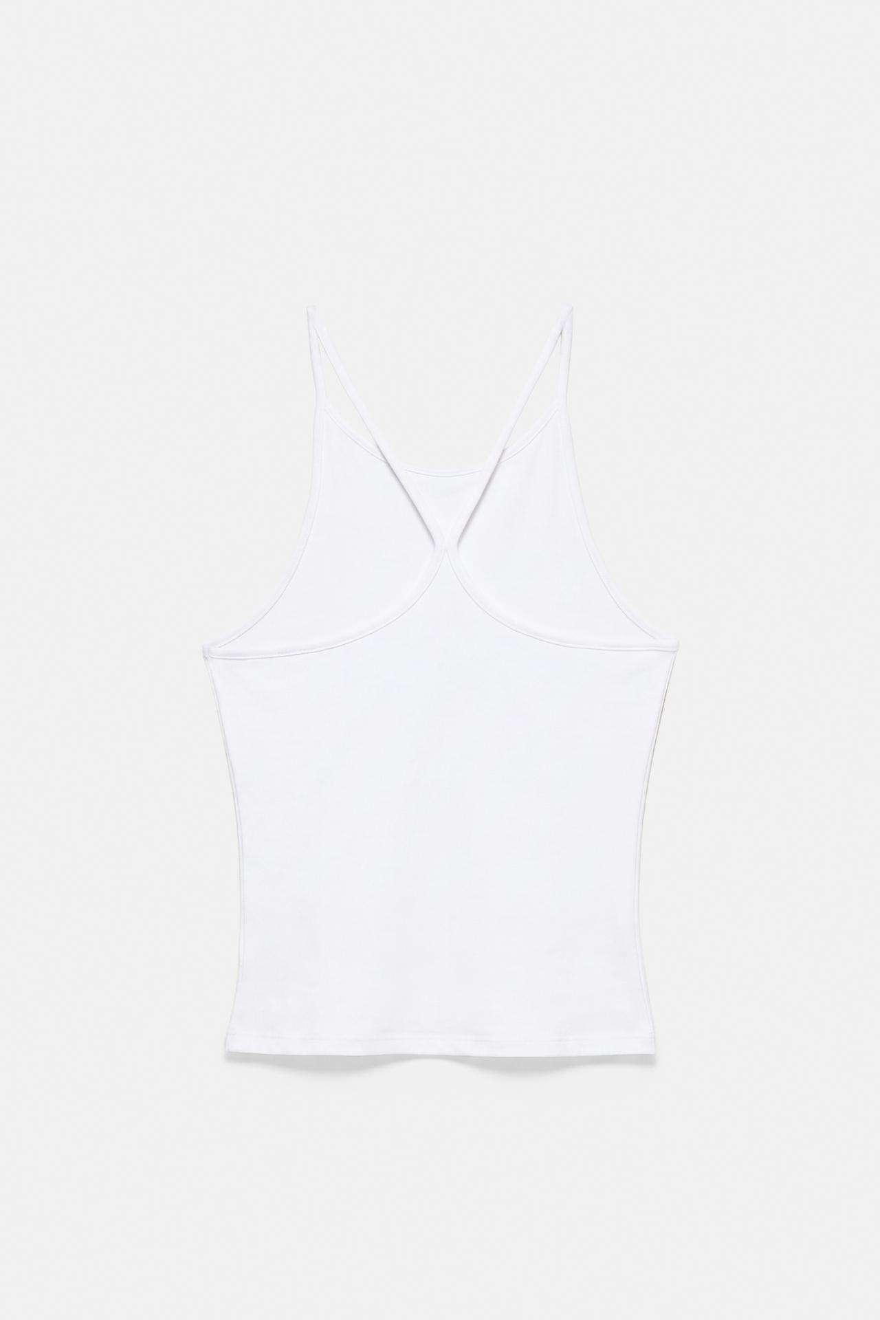 Halter-neck strappy back top — White