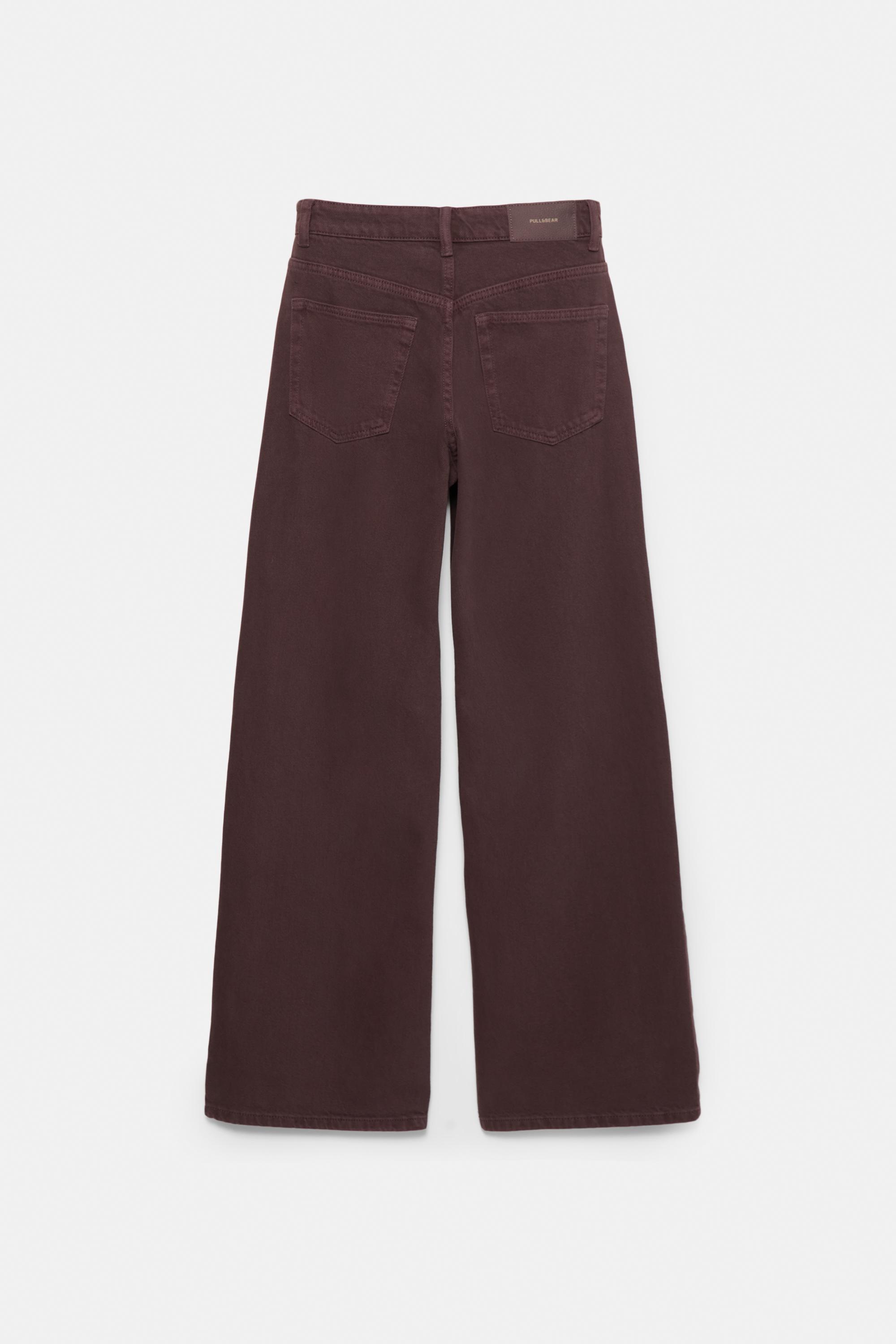 High-waist wide-leg jeans — Burgundy