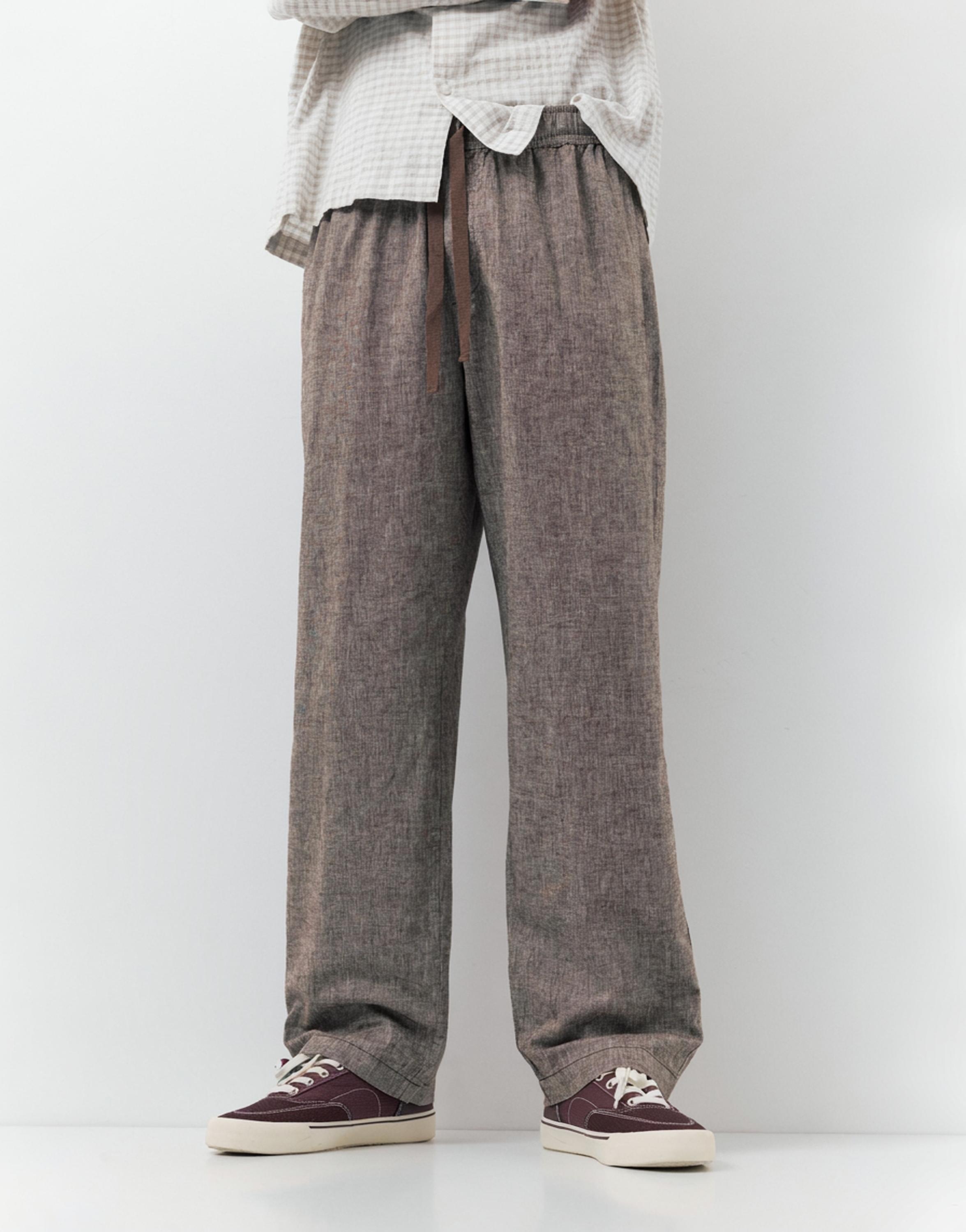 Linen blend jogger trousers — Chocolate
