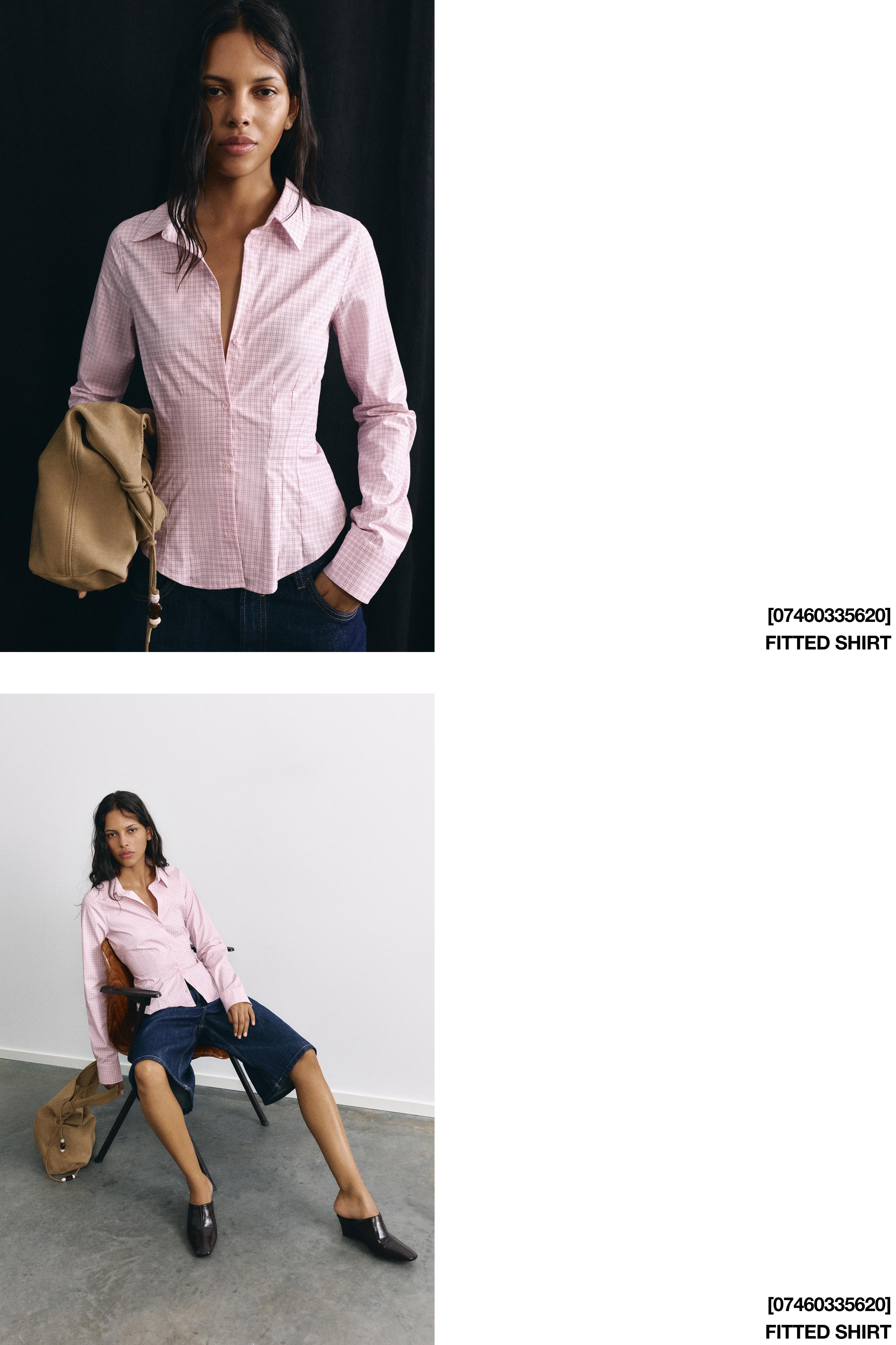 Fitted wide-cuff shirt — Pink
