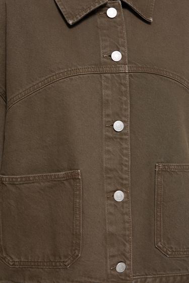 Boxy denim overshirt — Brown 8