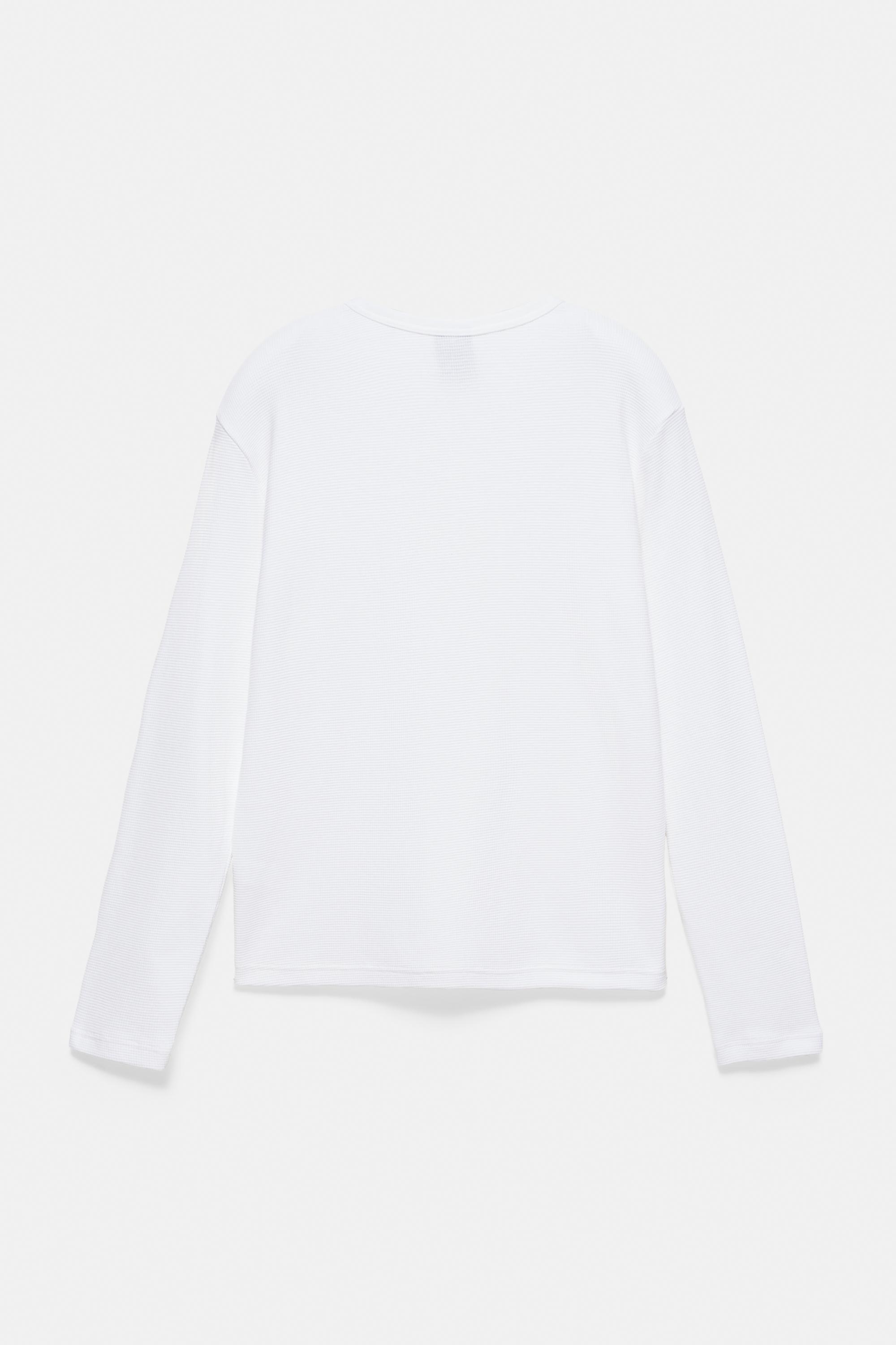 Waffle-knit long sleeve T-shirt — White