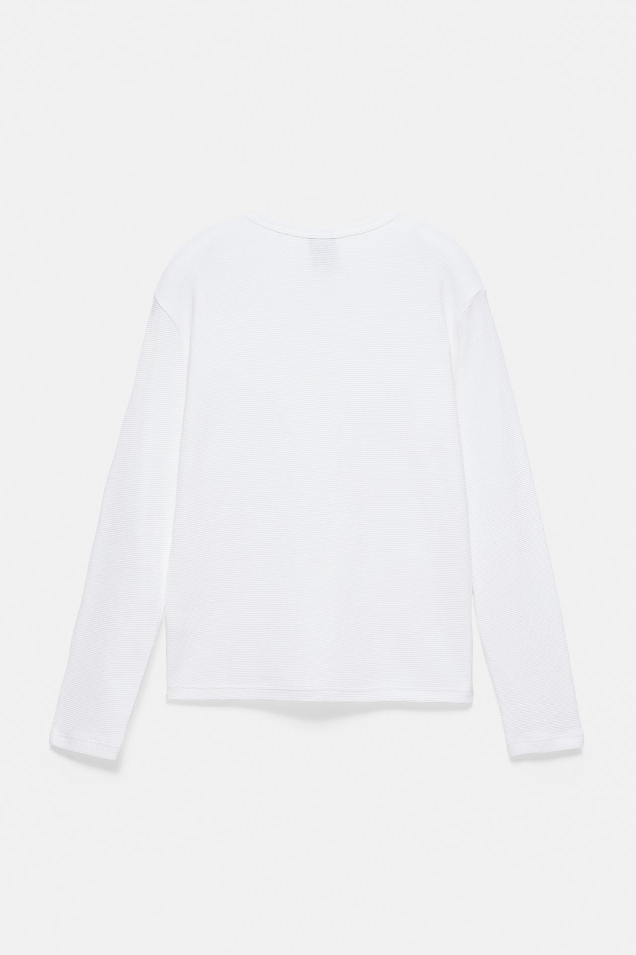 Long sleeve Henley T-shirt — White
