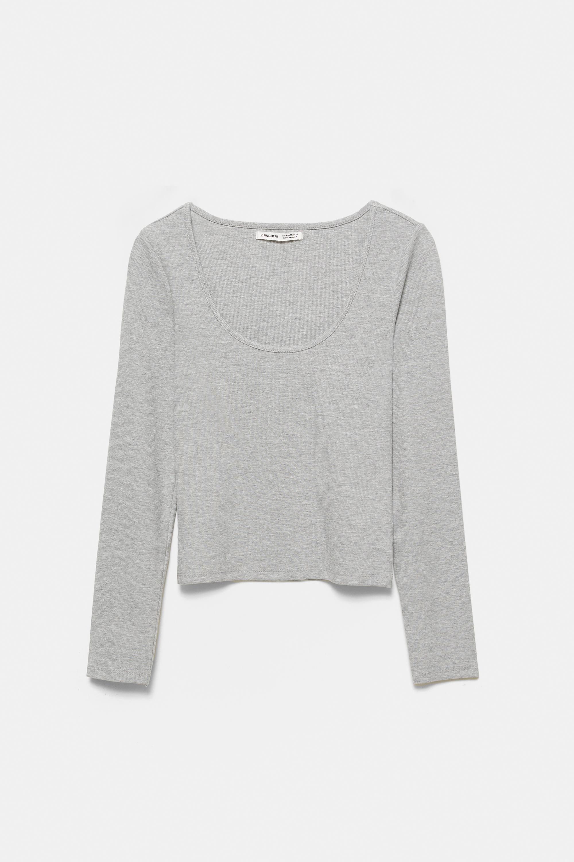 Ribbed round neck T-shirt — Medium marl