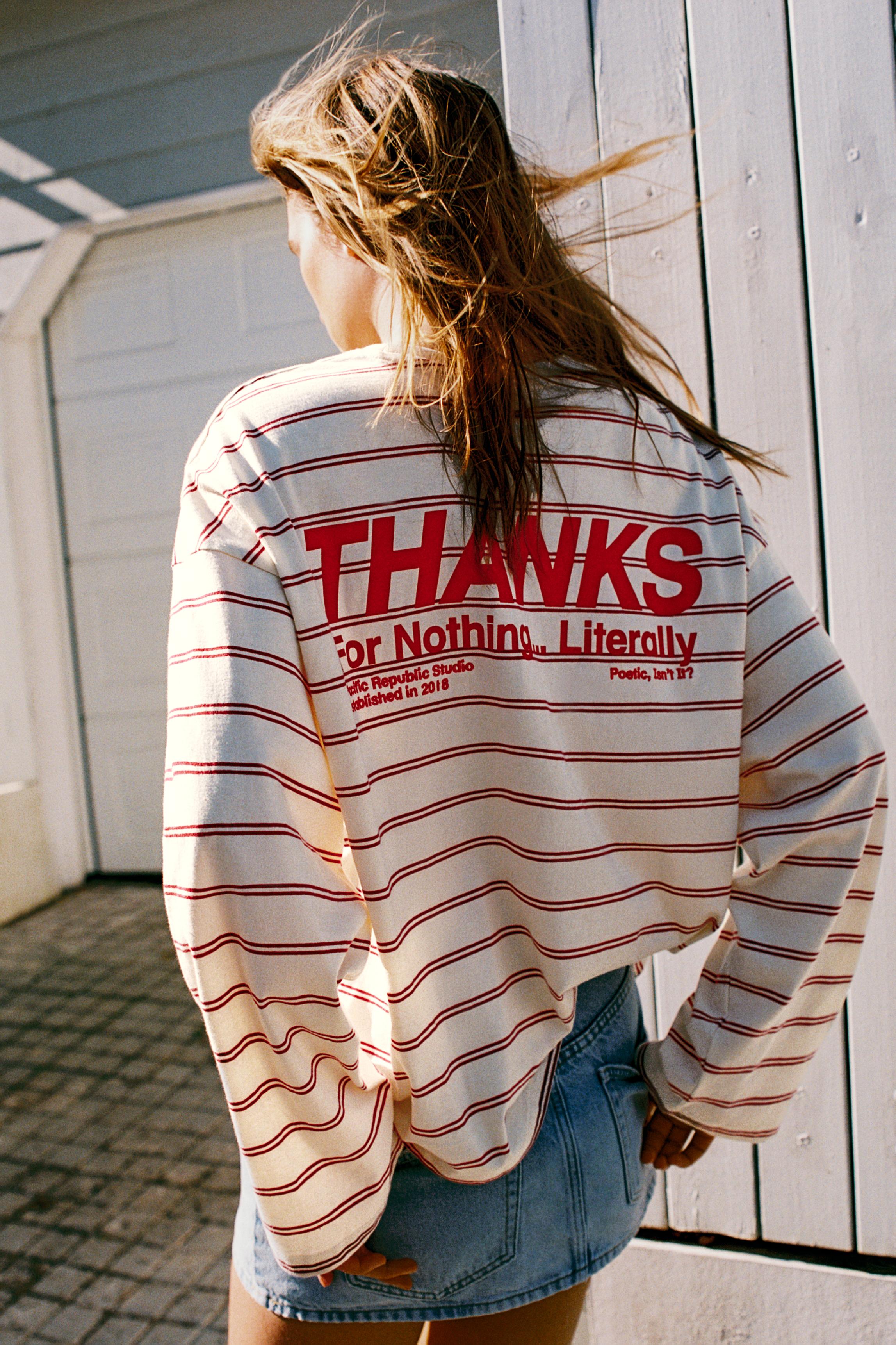 Çizgili ve yazılı t-shirt - Görsel 19