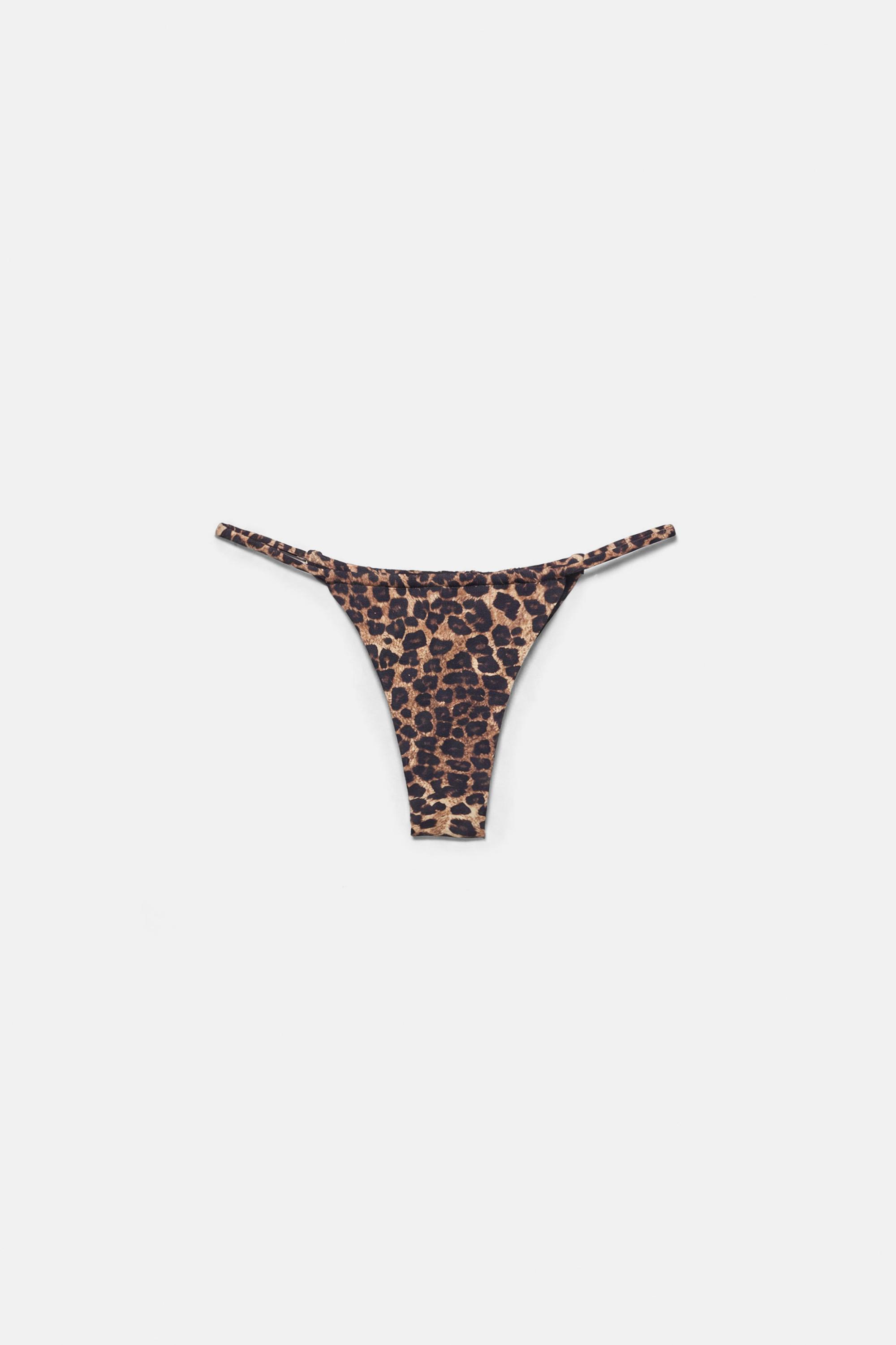 Slip Bikini Leopardo Con Arricciature