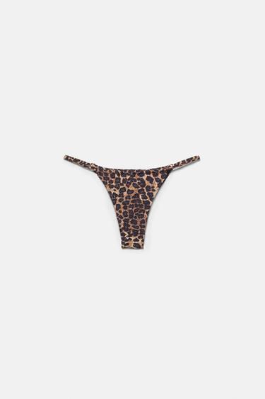 Leopard print gathered bikini bottoms — Brown 3