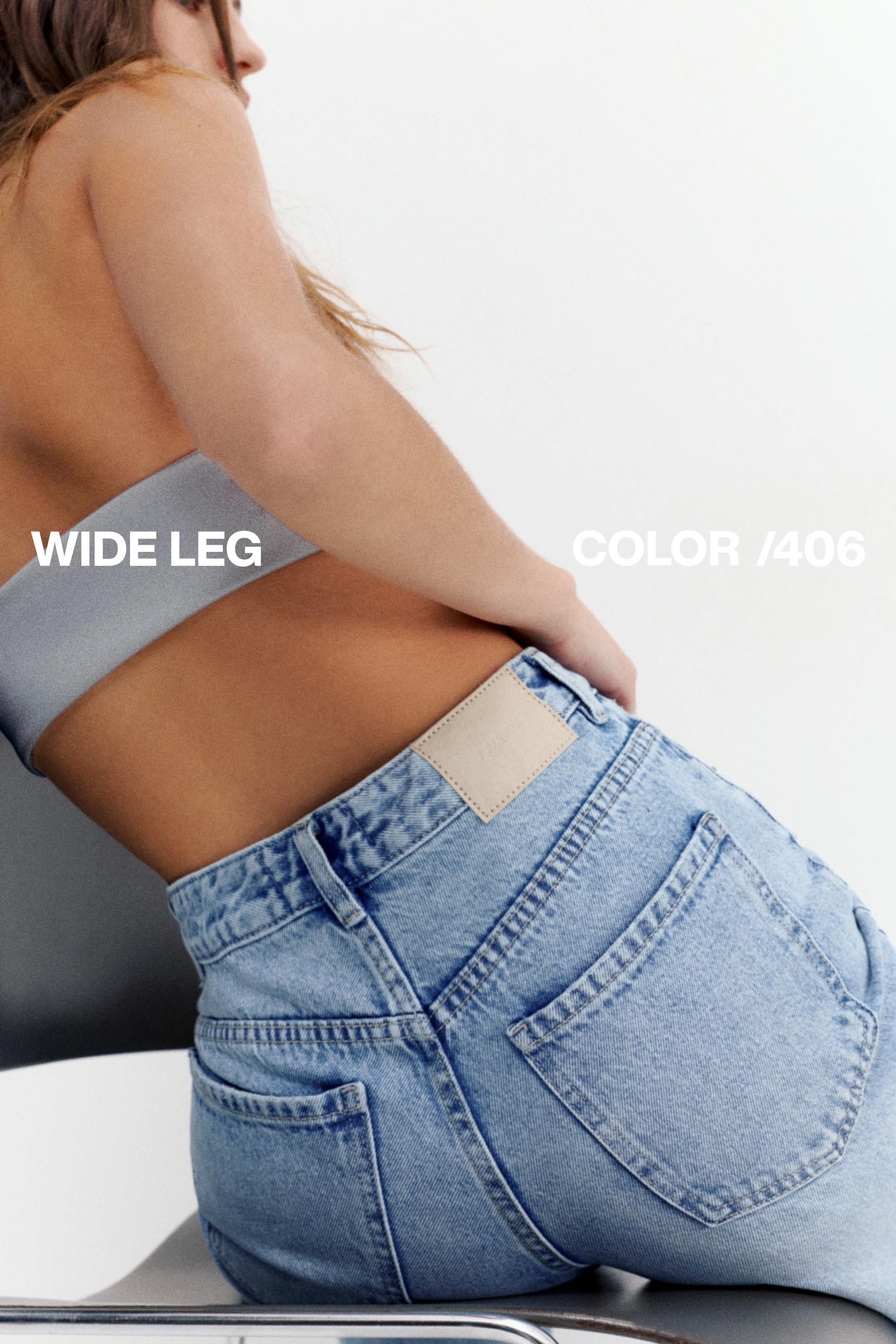 High-waist wide-leg jeans — Pale blue