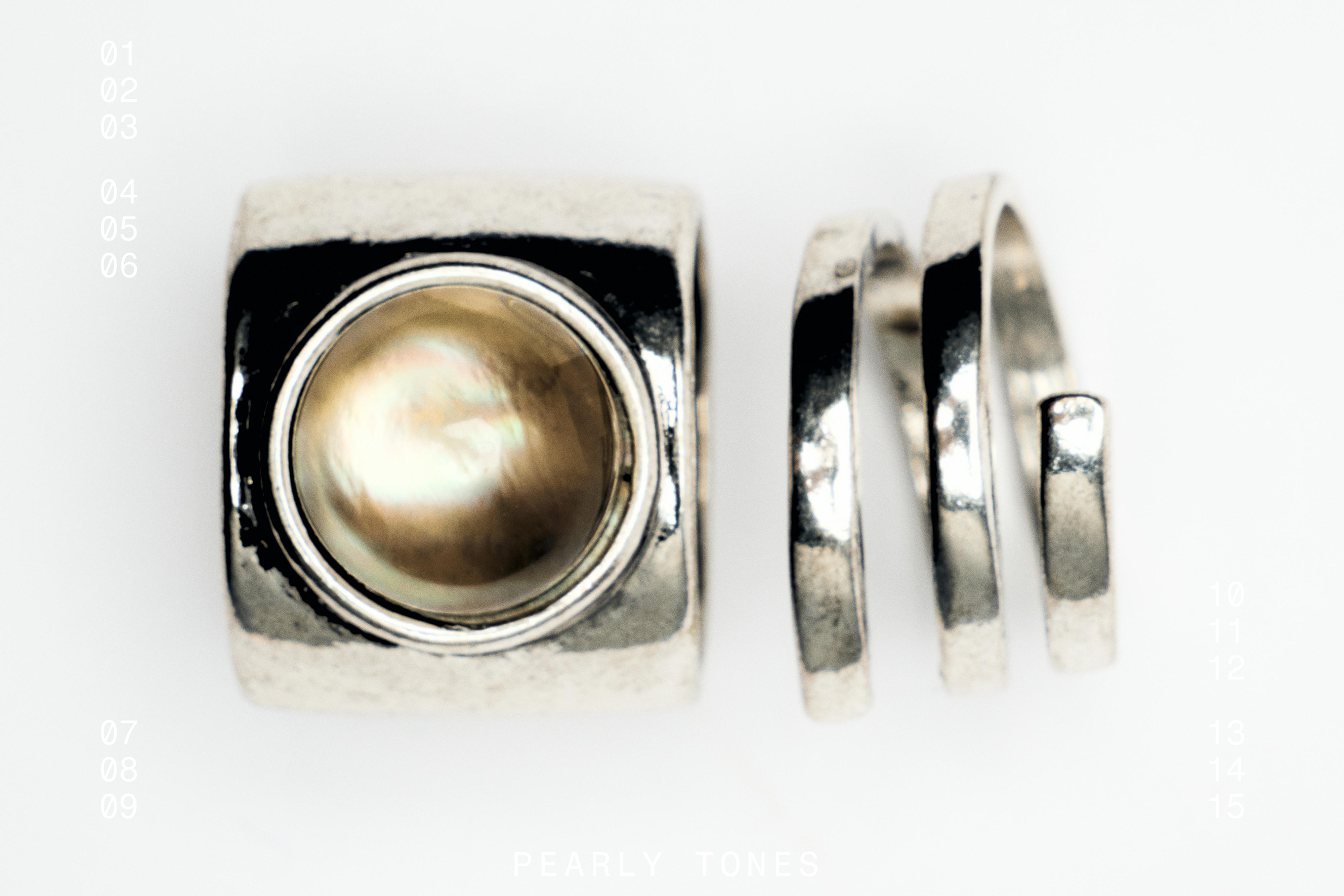 2-pack of stone rings — Silver