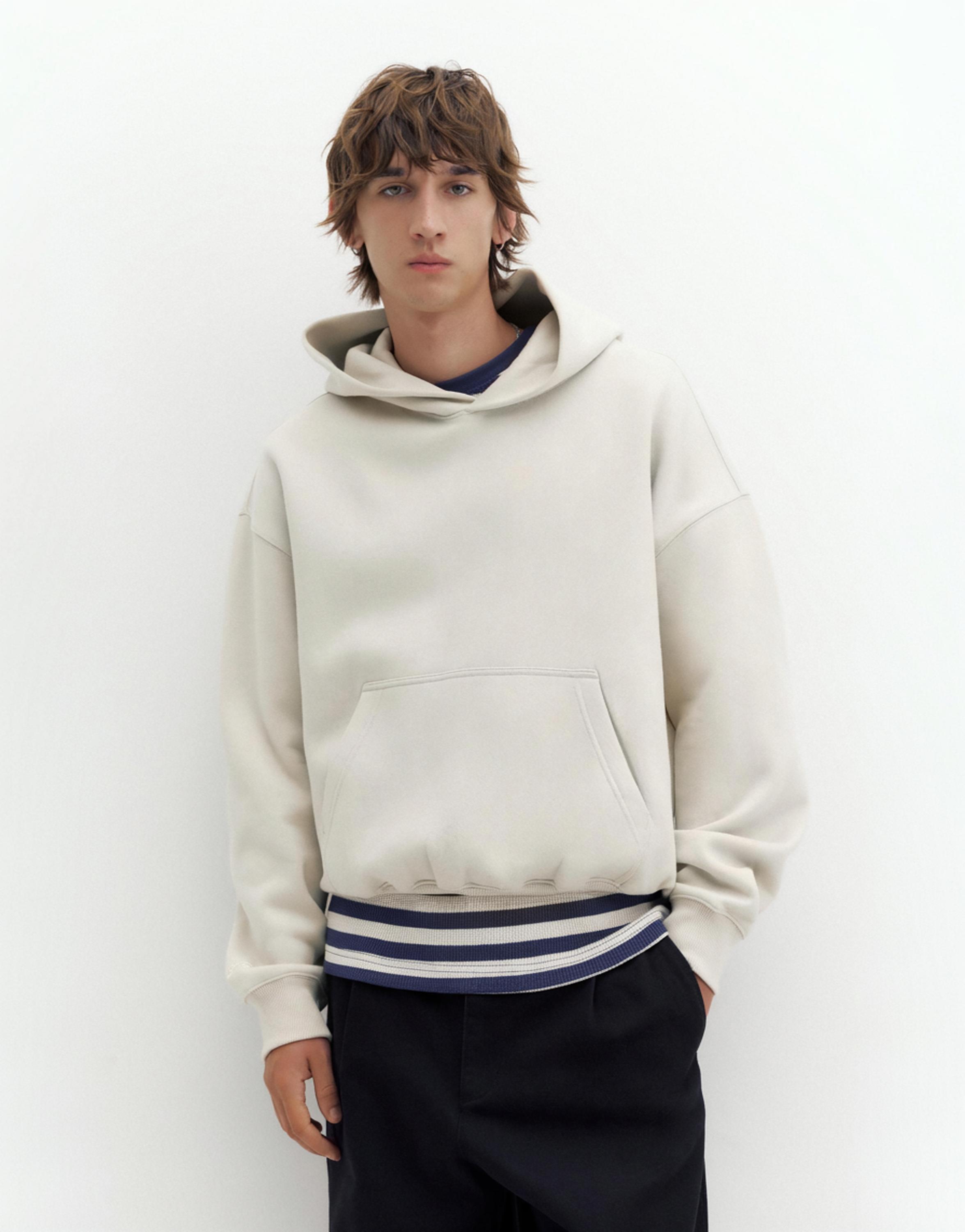 STWD boxy-fit logo hoodie — Ash