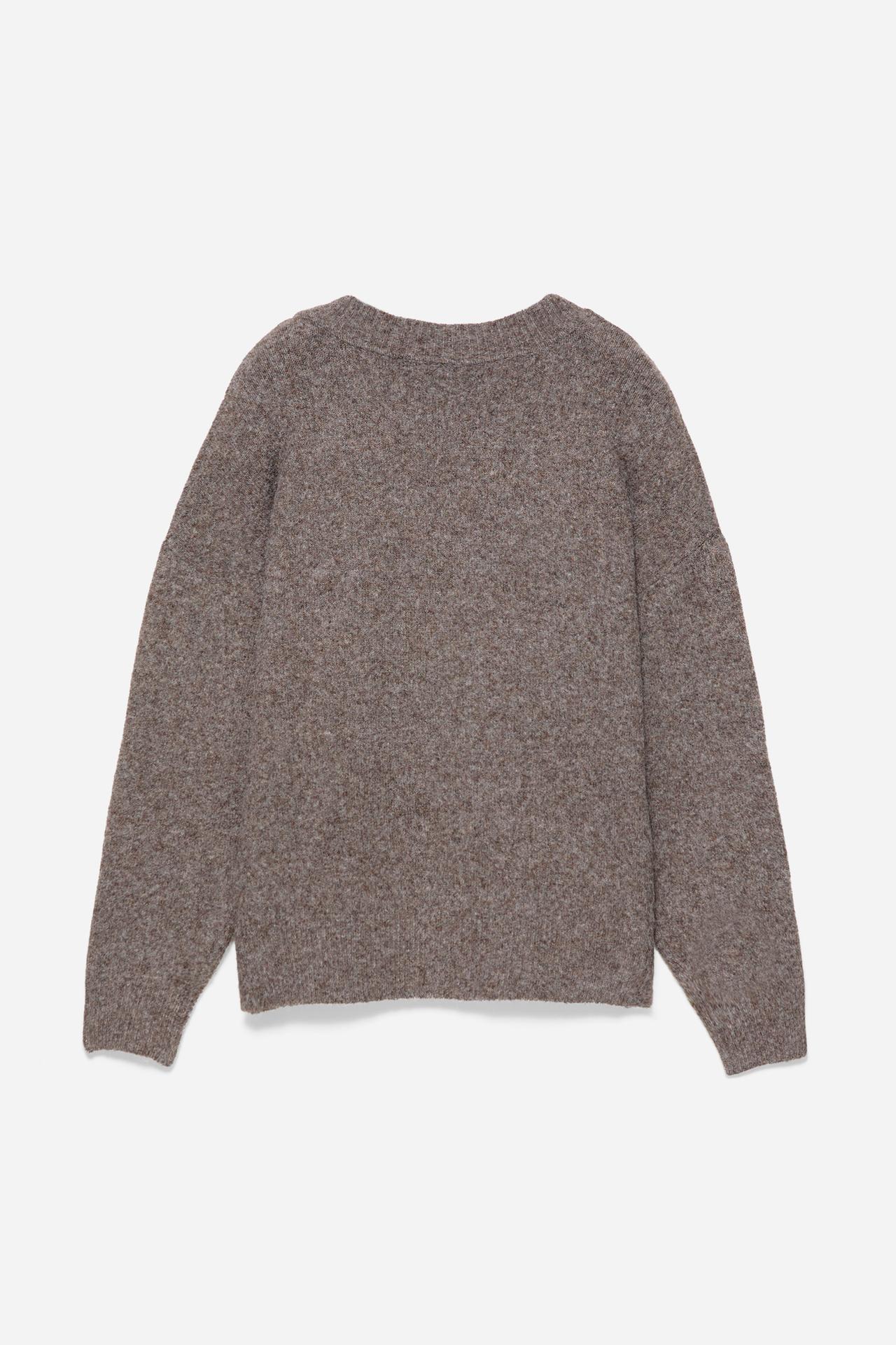 Boxy V-neck jumper — Brown marl