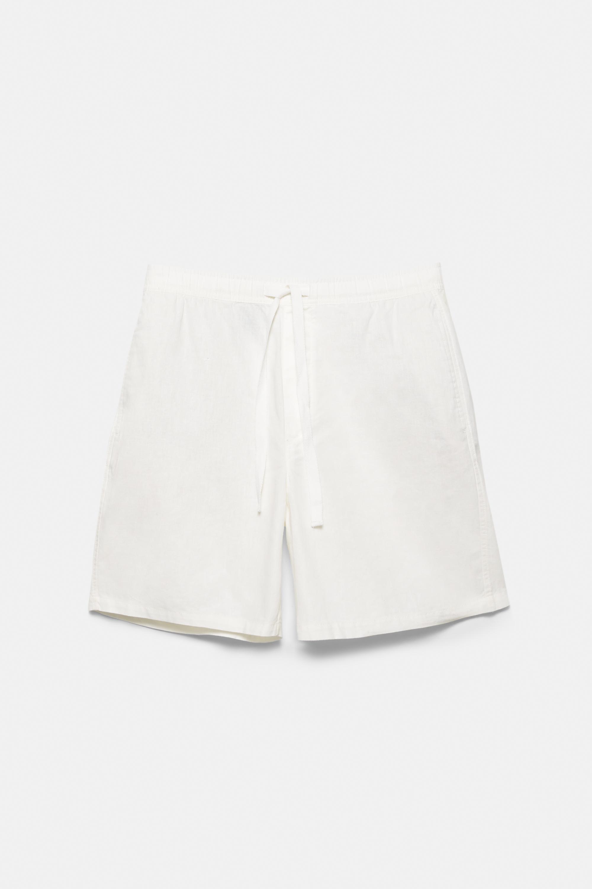 Linen blend Bermuda joggers — Off white
