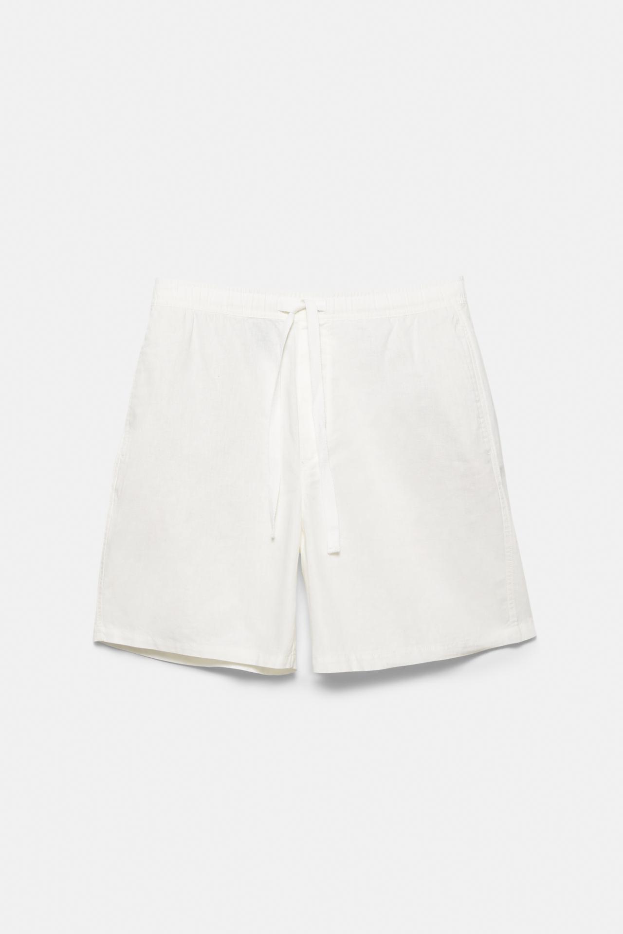 Linen blend Bermuda joggers — Off white
