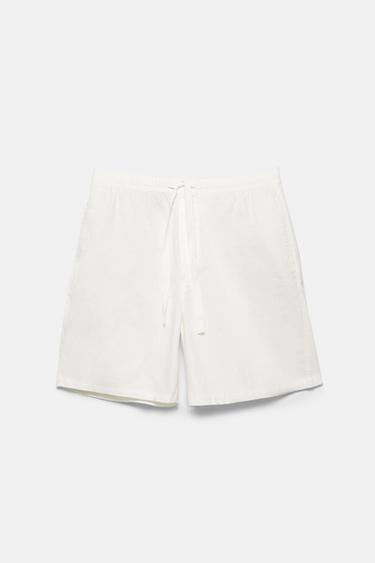 Linen blend Bermuda joggers — Off white 6