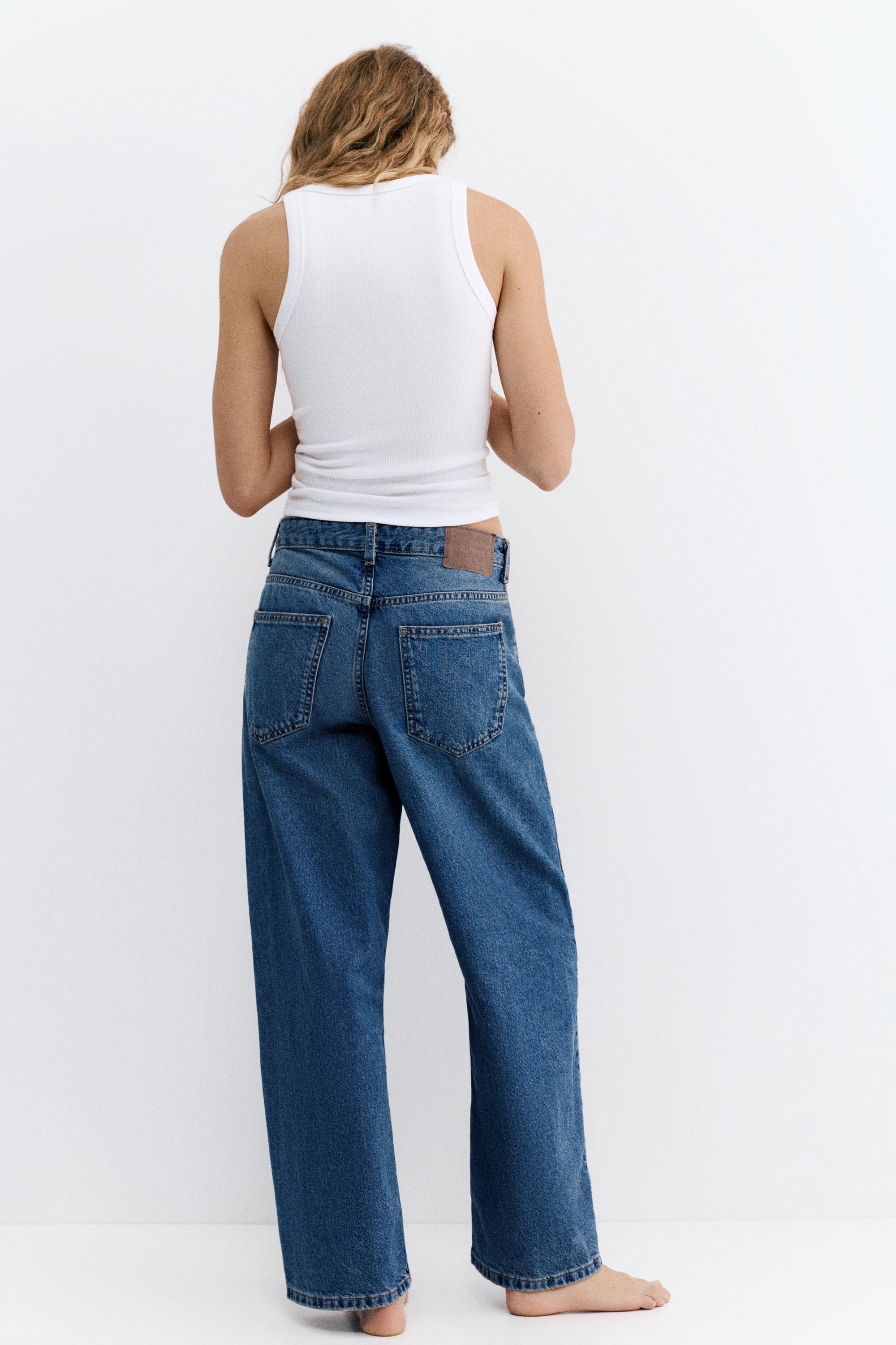 Low-rise barrel jeans — Medium blue